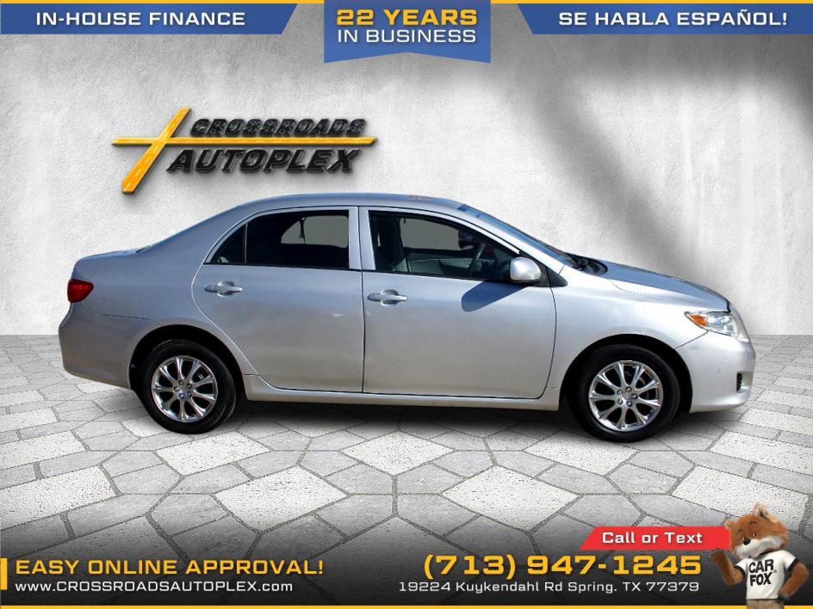 2010 SILVER TOYOTA COROLLA LE 4-Speed AT (2T1BU4EE9AC) with an 1.8L L4 DOHC 16V engine, 4-SPEED AUTOMATIC transmission, located at 19224 Kuykendahl Rd, Spring, TX, 77379, (713) 947-1245, 30.049259, -95.491402 - LIKE NEW CONDITION! QUALIFIES FOR "IN-HOUSE"FINANCING!!! THIS UNIT IS A MUST SEE, VERY CLEAN INSIDE & OUT, AUTOMATIC, COLD A/C SERVICED AND MAINTAINED, CARPETS AND SEATS ARE FREE OF SOILS AND STAINS, A NON-SMOKER, ENGINE HAS BEEN SERVICE AND TRANSMISSION SHIFTS SMOOTH. WE HAVE ALL TYPES OF FINANCING - Photo #1