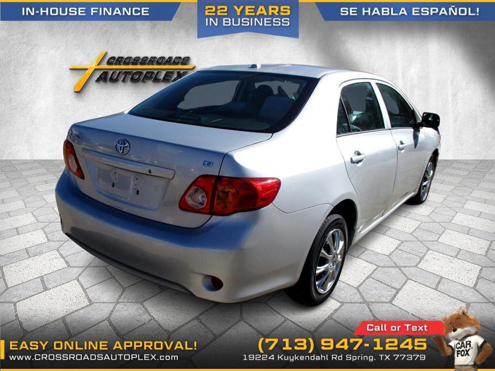 2010 SILVER TOYOTA COROLLA LE 4-Speed AT (2T1BU4EE9AC) with an 1.8L L4 DOHC 16V engine, 4-SPEED AUTOMATIC transmission, located at 19224 Kuykendahl Rd, Spring, TX, 77379, (713) 947-1245, 30.049259, -95.491402 - LIKE NEW CONDITION! QUALIFIES FOR "IN-HOUSE"FINANCING!!! THIS UNIT IS A MUST SEE, VERY CLEAN INSIDE & OUT, AUTOMATIC, COLD A/C SERVICED AND MAINTAINED, CARPETS AND SEATS ARE FREE OF SOILS AND STAINS, A NON-SMOKER, ENGINE HAS BEEN SERVICE AND TRANSMISSION SHIFTS SMOOTH. WE HAVE ALL TYPES OF FINANCING - Photo #2