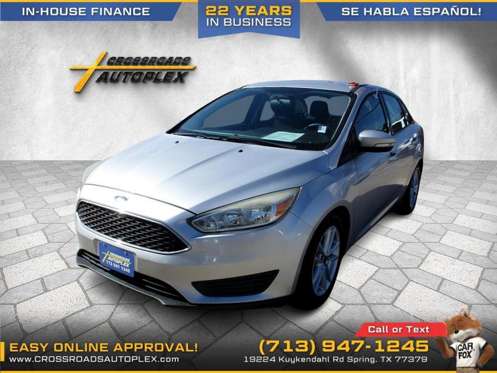 2015 SILVER FORD FOCUS SE Sedan (1FADP3F22FL) with an 2.0L L4 DOHC 16V engine, 5-SPEED MANUAL OR 6-SPEED AUTOMATIC transmission, located at 19224 Kuykendahl Rd, Spring, TX, 77379, (713) 947-1245, 30.049259, -95.491402 - Photo #6