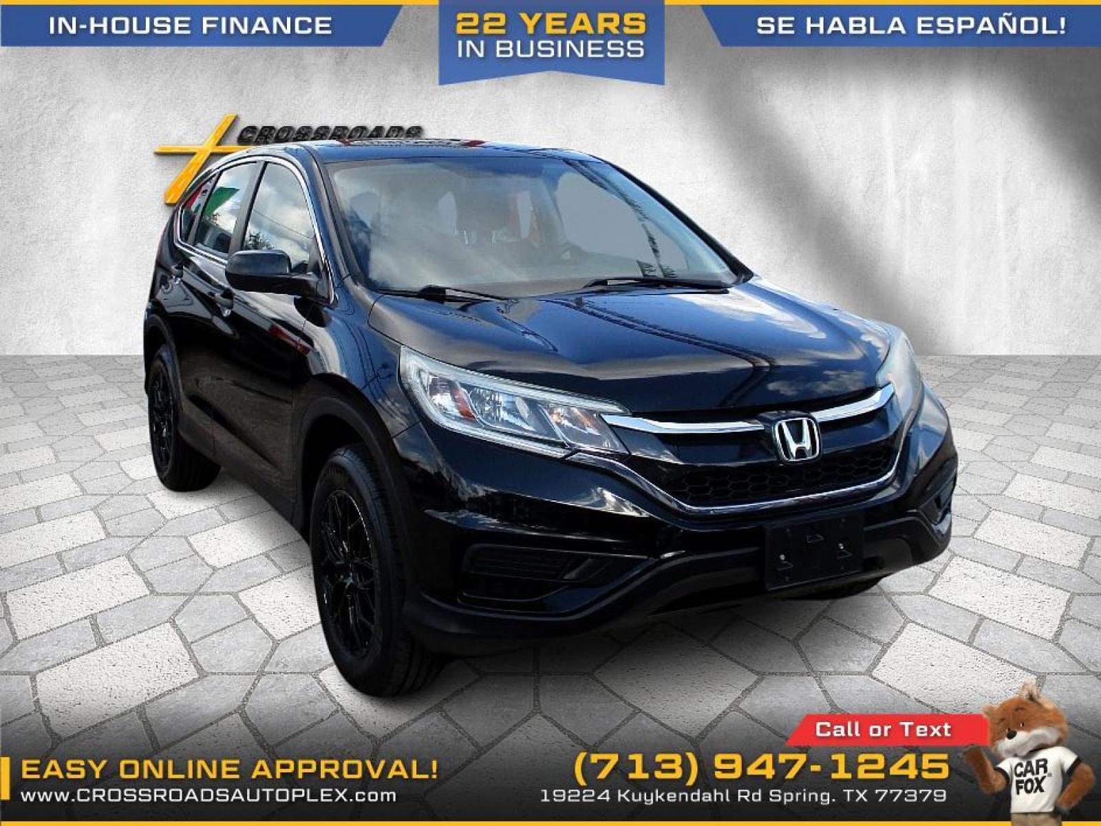 2016 BLACK HONDA CR-V LX 2WD (3CZRM3H35GG) with an 2.4L L4 DOHC 16V engine, CVT transmission, located at 19224 Kuykendahl Rd, Spring, TX, 77379, (713) 947-1245, 30.049259, -95.491402 - This Honda Crv has all the features you could ask for! Feels big behind the wheel. A huge pro for this unit is the roomy interior with five-passenger seating, versatile storage and cargo-hauling abilities, many standard features, comfortable ride, smooth power delivery. Edmunds Say: One of the best - Photo #0
