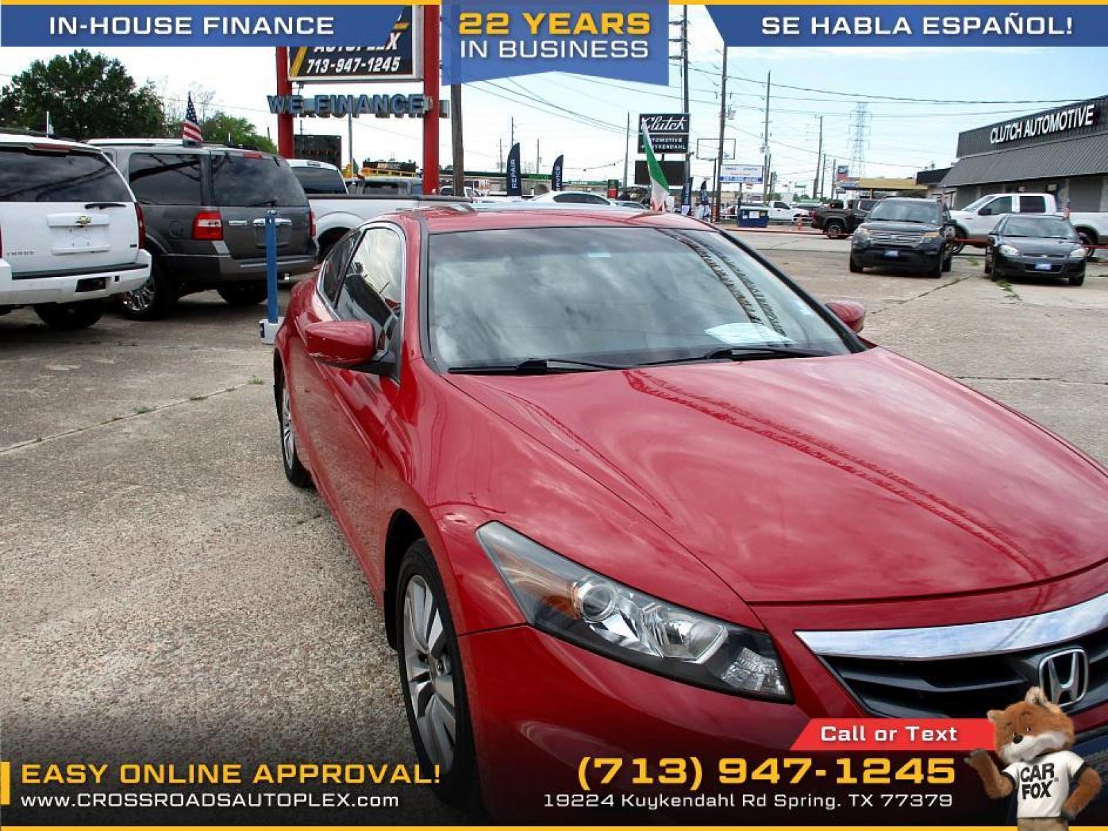 2011 RED HONDA ACCORD EX Coupe AT (1HGCS1B75BA) with an 2.4L L4 DOHC 16V engine, 5-SPEED AUTOMATIC transmission, located at 19224 Kuykendahl Rd, Spring, TX, 77379, (713) 947-1245, 30.049259, -95.491402 - We offer in house financing in addition to a variety of finance options to cater to your specific needs. Our friendly sales professionals are standing by, ready to help you drive out today. Come see the difference here at Crossroads Autoplex, where we treat everyone like family. Call today at 713-9 - Photo #5