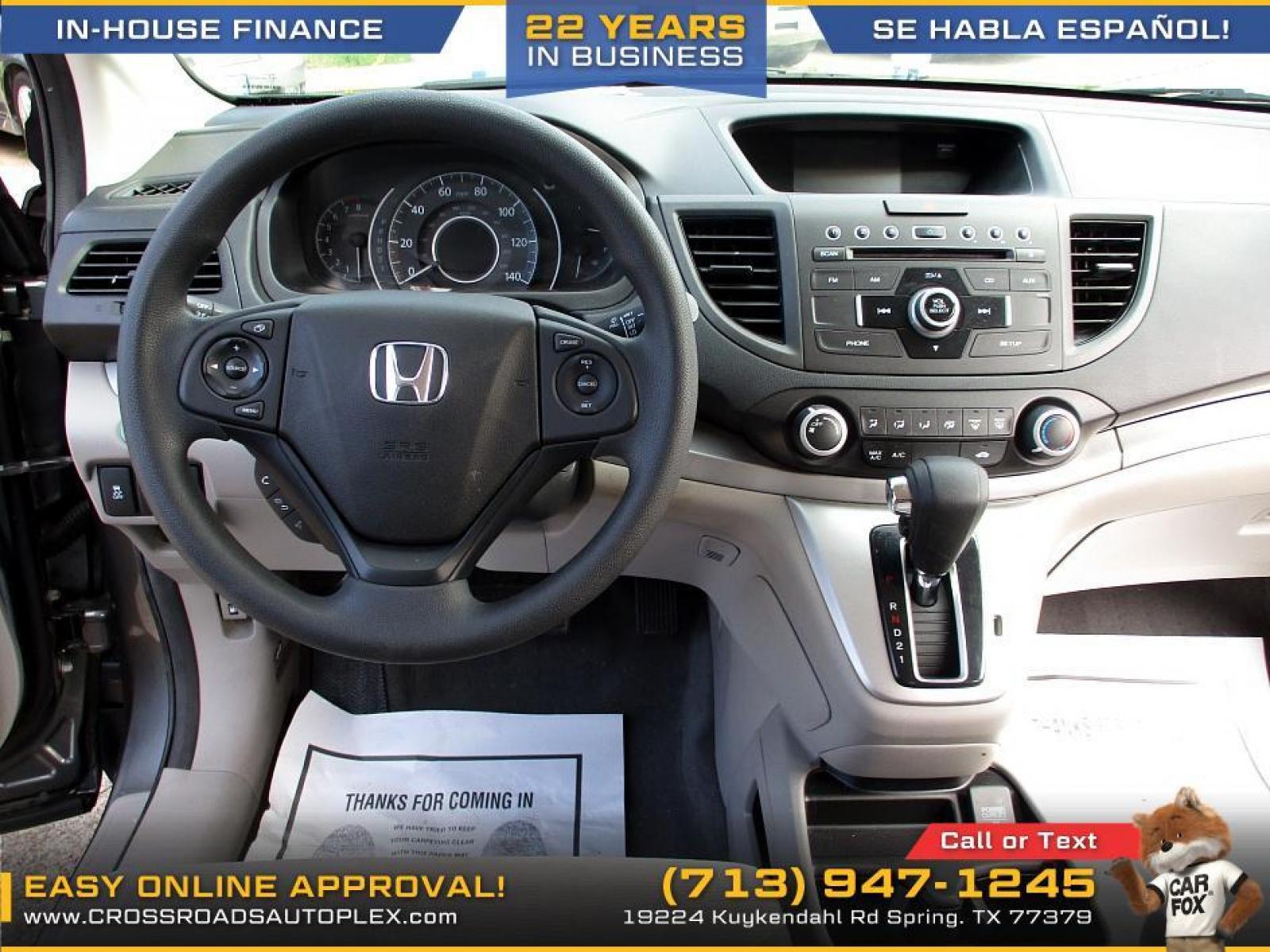 2014 GRAY /GRAY HONDA CR-V LX 2WD 5-Speed AT (3CZRM3H36EG) with an 2.4L L4 DOHC 16V engine, 5-SPEED AUTOMATIC transmission, located at 19224 Kuykendahl Rd, Spring, TX, 77379, (713) 947-1245, 30.049259, -95.491402 - This Honda Crv has all the features you could ask for! Feels big behind the wheel. A huge pro for this unit is the roomy interior with five-passenger seating, versatile storage and cargo-hauling abilities, many standard features, comfortable ride, smooth power delivery. Edmunds Say: One of the best - Photo #9