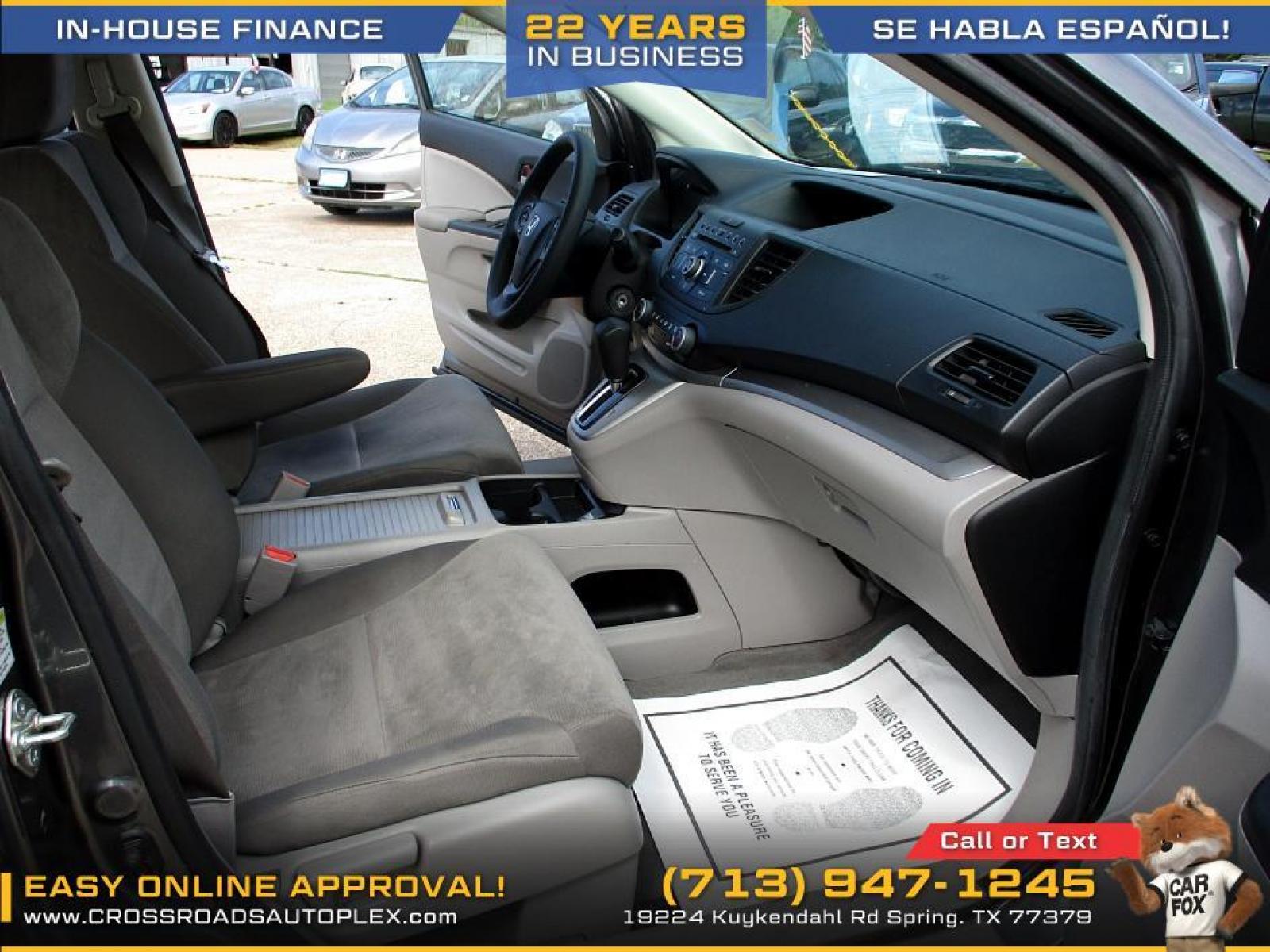 2014 GRAY /GRAY HONDA CR-V LX 2WD 5-Speed AT (3CZRM3H36EG) with an 2.4L L4 DOHC 16V engine, 5-SPEED AUTOMATIC transmission, located at 19224 Kuykendahl Rd, Spring, TX, 77379, (713) 947-1245, 30.049259, -95.491402 - This Honda Crv has all the features you could ask for! Feels big behind the wheel. A huge pro for this unit is the roomy interior with five-passenger seating, versatile storage and cargo-hauling abilities, many standard features, comfortable ride, smooth power delivery. Edmunds Say: One of the best - Photo #13