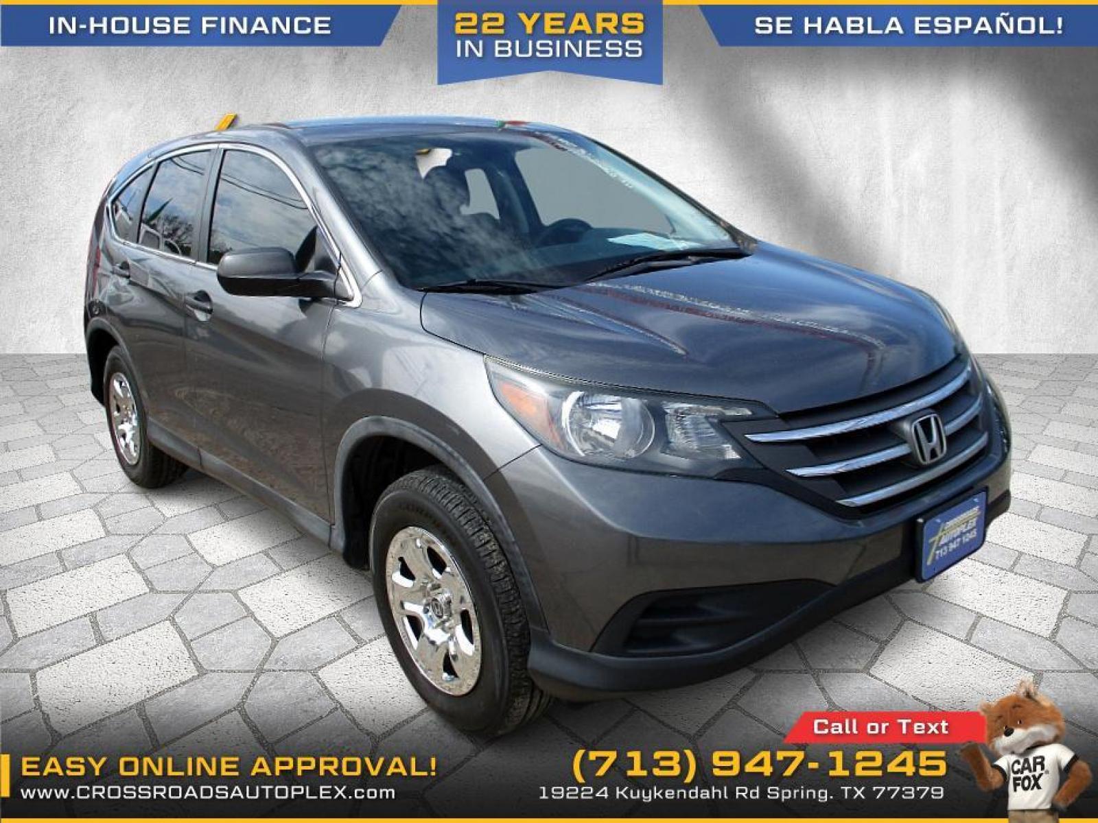 2014 GRAY /GRAY HONDA CR-V LX 2WD 5-Speed AT (3CZRM3H36EG) with an 2.4L L4 DOHC 16V engine, 5-SPEED AUTOMATIC transmission, located at 19224 Kuykendahl Rd, Spring, TX, 77379, (713) 947-1245, 30.049259, -95.491402 - This Honda Crv has all the features you could ask for! Feels big behind the wheel. A huge pro for this unit is the roomy interior with five-passenger seating, versatile storage and cargo-hauling abilities, many standard features, comfortable ride, smooth power delivery. Edmunds Say: One of the best - Photo #1