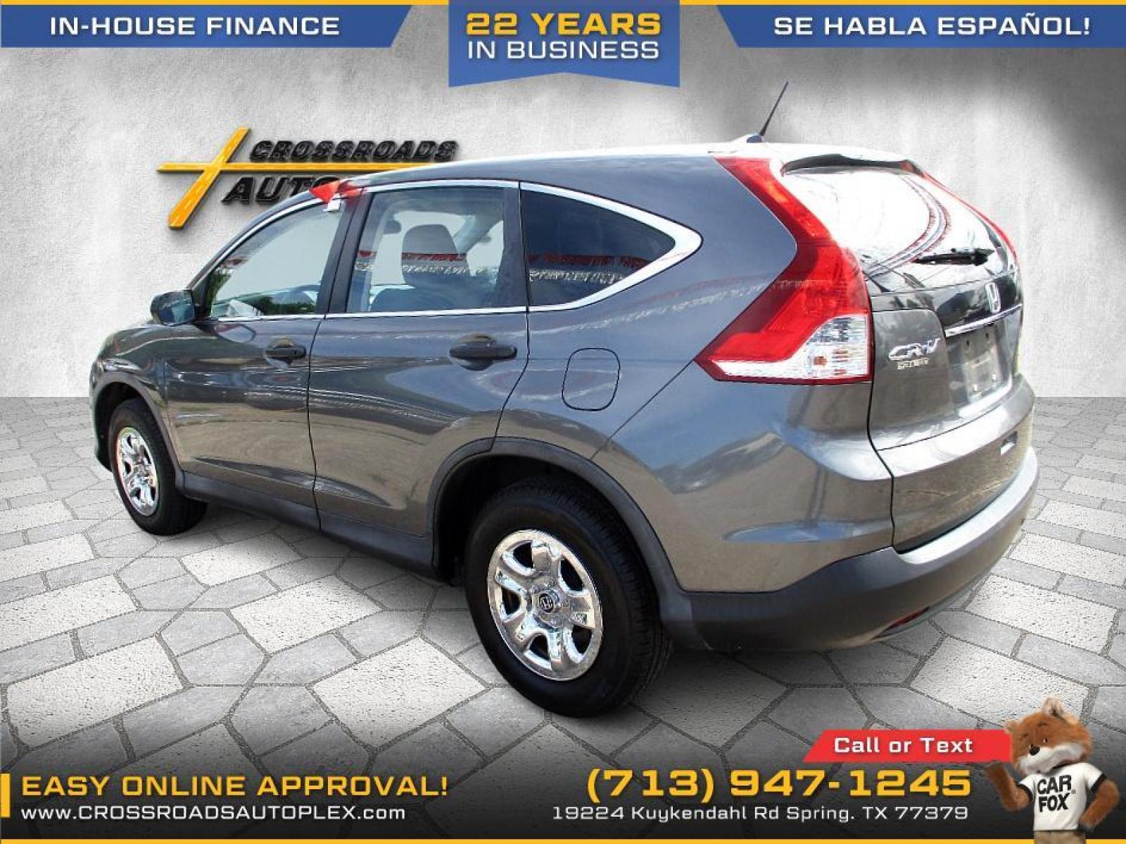2014 GRAY /GRAY HONDA CR-V LX 2WD 5-Speed AT (3CZRM3H36EG) with an 2.4L L4 DOHC 16V engine, 5-SPEED AUTOMATIC transmission, located at 19224 Kuykendahl Rd, Spring, TX, 77379, (713) 947-1245, 30.049259, -95.491402 - This Honda Crv has all the features you could ask for! Feels big behind the wheel. A huge pro for this unit is the roomy interior with five-passenger seating, versatile storage and cargo-hauling abilities, many standard features, comfortable ride, smooth power delivery. Edmunds Say: One of the best - Photo #3