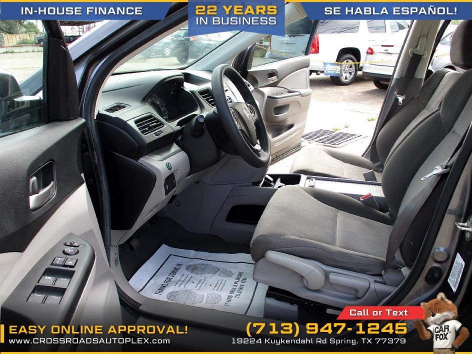 2014 GRAY /GRAY HONDA CR-V LX 2WD 5-Speed AT (3CZRM3H36EG) with an 2.4L L4 DOHC 16V engine, 5-SPEED AUTOMATIC transmission, located at 19224 Kuykendahl Rd, Spring, TX, 77379, (713) 947-1245, 30.049259, -95.491402 - This Honda Crv has all the features you could ask for! Feels big behind the wheel. A huge pro for this unit is the roomy interior with five-passenger seating, versatile storage and cargo-hauling abilities, many standard features, comfortable ride, smooth power delivery. Edmunds Say: One of the best - Photo #8