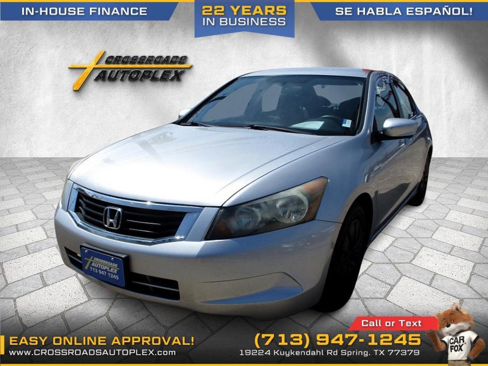 2010 SILVER /GRAY HONDA ACCORD LX Sedan AT (1HGCP2F37AA) with an 2.4L L4 DOHC 16V engine, 5-SPEED AUTOMATIC transmission, located at 19224 Kuykendahl Rd, Spring, TX, 77379, (713) 947-1245, 30.049259, -95.491402 - This Honda Accord is a great example of leading-edge combination of killer looks, next-big-thing technology and huge driving fun. Accord embodies our safety for everyone philosophy. Bottom line is it is clean with a lot of options, it's safe with our 24-point multi-inspection by our ASE Certified te - Photo #1
