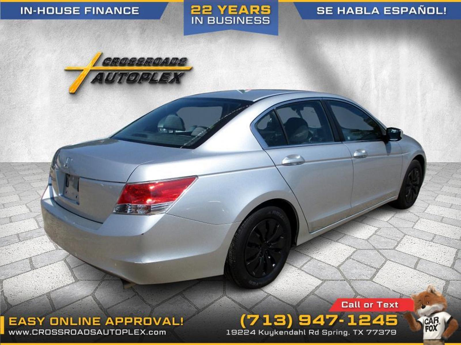 2010 SILVER /GRAY HONDA ACCORD LX Sedan AT (1HGCP2F37AA) with an 2.4L L4 DOHC 16V engine, 5-SPEED AUTOMATIC transmission, located at 19224 Kuykendahl Rd, Spring, TX, 77379, (713) 947-1245, 30.049259, -95.491402 - This Honda Accord is a great example of leading-edge combination of killer looks, next-big-thing technology and huge driving fun. Accord embodies our safety for everyone philosophy. Bottom line is it is clean with a lot of options, it's safe with our 24-point multi-inspection by our ASE Certified te - Photo #3
