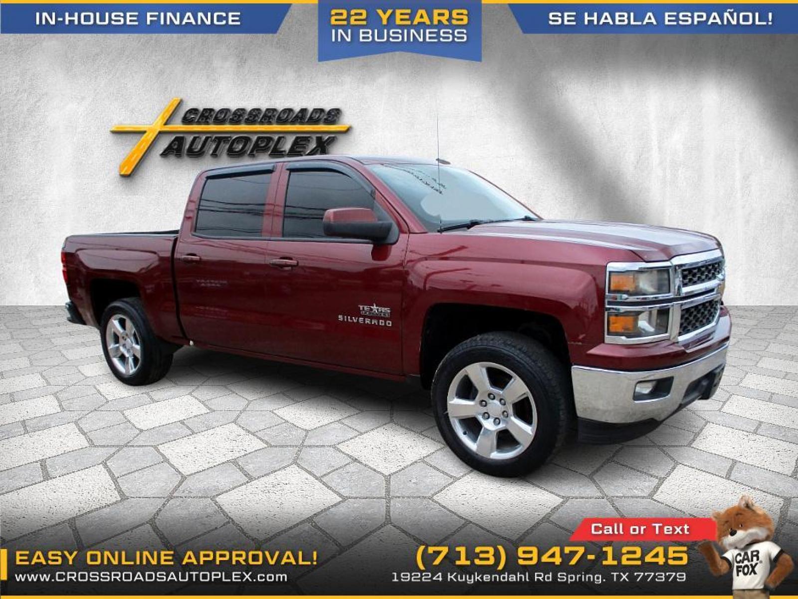 2014 MAROON /TAN CHEVROLET SILVERADO 1500 1LT Crew Cab 2WD (3GCPCREC1EG) with an 5.3L V8 OHV 16V engine, 6-SPEED AUTOMATIC transmission, located at 19224 Kuykendahl Rd, Spring, TX, 77379, (713) 947-1245, 30.049259, -95.491402 - NEW ARRIVAL CHEVROLET SILVERADO CREW CAB PICKUP!! THIS IS A MUST SEE, 4DR CREW CAB, CLOTH INTERIOR WITH NO STAINS AND CUTS, GREAT MILEAGE, ENGINE AND TRANSMISSION RUNS SMOOTH AND FUNCTIONS PROPERLY, ICE COLD A/C, PASSED OUR MULTI-POINT INSPECTION AND READY FOR DELIVERY! ALMOST NEW TIRES AND EXTERIOR - Photo #3
