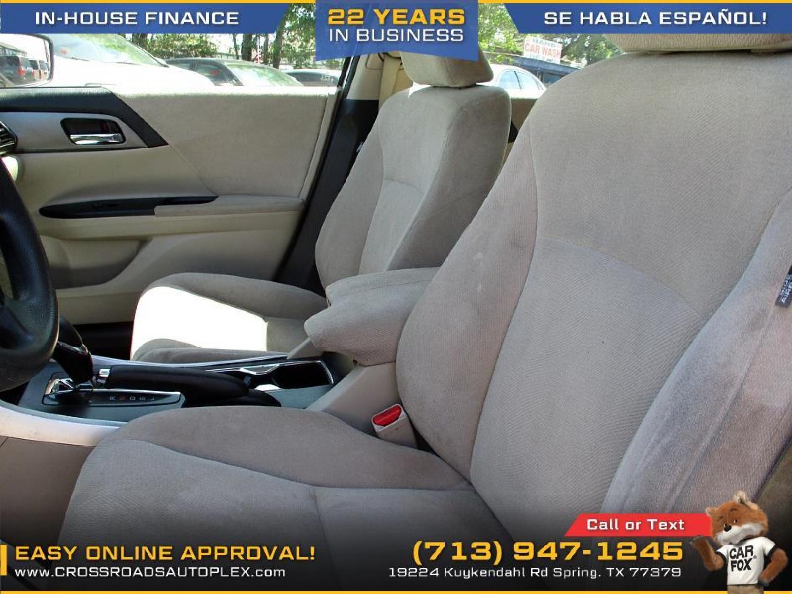 2013 WHITE HONDA ACCORD LX Sedan CVT (1HGCR2F34DA) with an 2.4L L4 DOHC 16V engine, CVT transmission, located at 19224 Kuykendahl Rd, Spring, TX, 77379, (713) 947-1245, 30.049259, -95.491402 - 2013 HONDA ACCORD, CLOTH INTERIOR, IN HOUSE FINANCING- SOUTH HOUSTON TX This Honda Accord is a great example of leading-edge combination of killer looks, next-big-thing technology and huge driving fun. This low mileage Accord embodies our safety for everyone philosophy. Bottom line is it is clean - Photo #22