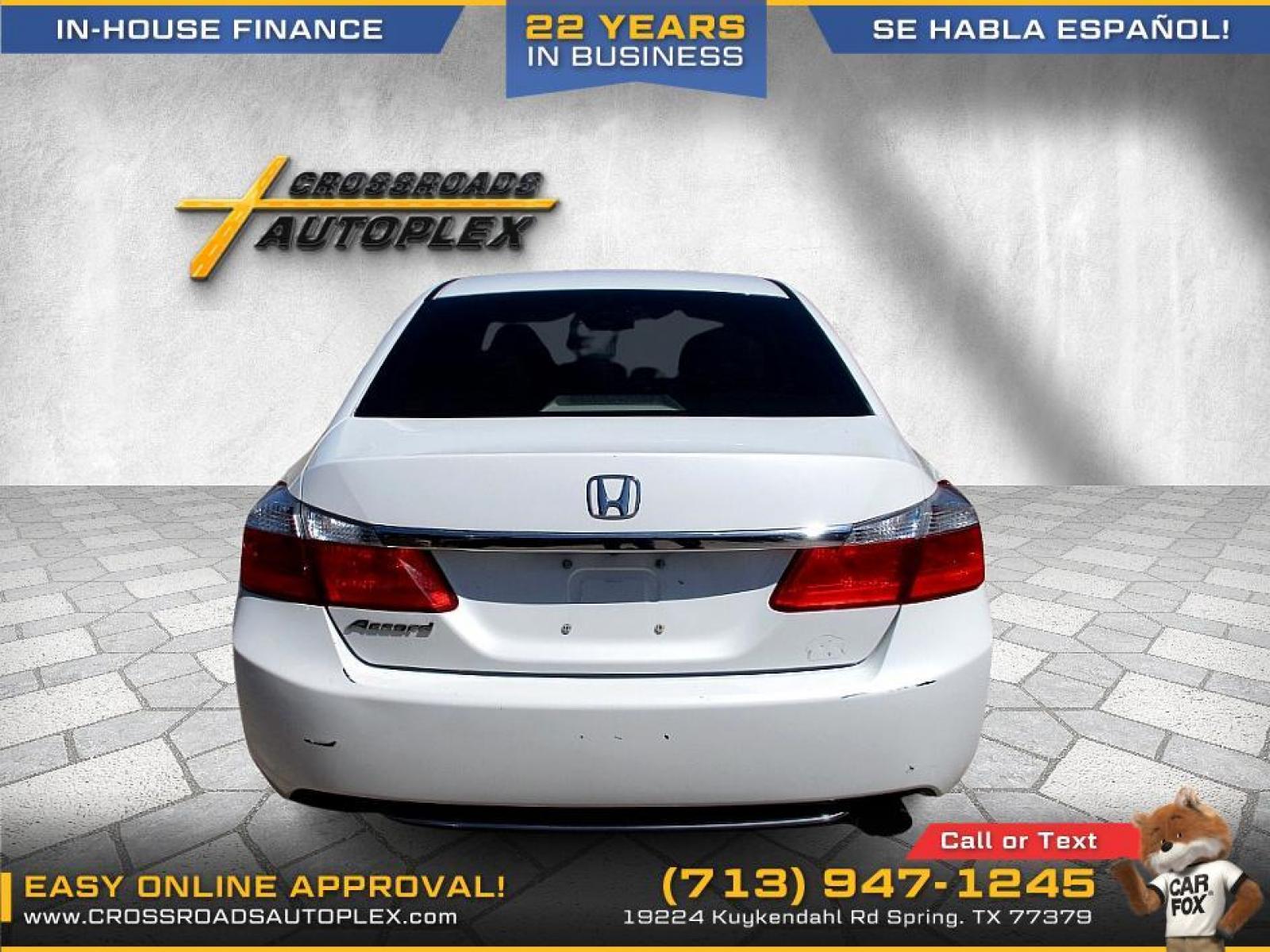 2013 WHITE HONDA ACCORD LX Sedan CVT (1HGCR2F34DA) with an 2.4L L4 DOHC 16V engine, CVT transmission, located at 19224 Kuykendahl Rd, Spring, TX, 77379, (713) 947-1245, 30.049259, -95.491402 - 2013 HONDA ACCORD, CLOTH INTERIOR, IN HOUSE FINANCING- SOUTH HOUSTON TX This Honda Accord is a great example of leading-edge combination of killer looks, next-big-thing technology and huge driving fun. This low mileage Accord embodies our safety for everyone philosophy. Bottom line is it is clean - Photo #16