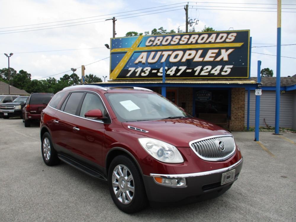 2011 MAROON BUICK ENCLAVE CXL-1 FWD (5GAKRBEDXBJ) with an 3.6L V6 DOHC 24V engine, 6-SPEED AUTOMATIC OVERDRIVE transmission, located at 310 Spencer Hwy, South Houston, TX, 77587, (713) 947-1245, 29.664383, -95.228897 - The first thing you’ll feel in the mid-size Enclave is a sense of openness. A “low and away” instrument panel keeps controls easily within reach. Premium materials, cloth-appointed seating, warm wood tones and brushed chrome accents create a sophisticated interior. Take comfort in the fact tha - Photo #0