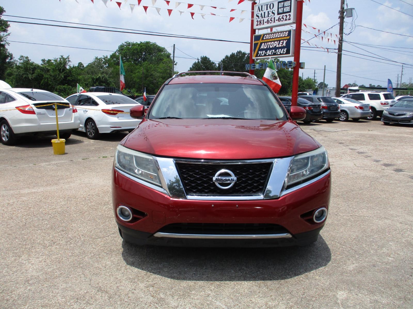 2014 RED NISSAN PATHFINDER S 2WD (5N1AR2MN1EC) with an 3.5L V6 DOHC 24V engine, CVT transmission, located at 19224 Kuykendahl Rd, Spring, TX, 77379, (713) 947-1245, 30.049259, -95.491402 - LOOK!! NEW ARRIVAL NISSAN PATHFINDER , THIS PATHFINDER HAS GONE THROUGH CROSSROADS AUTOPLEX MULTI-POINT INSPECTION AND READY FOR DELIVERY. THIS VEHICLE IS EQUIPPED WITH 3RD SEATING FOR THE WHOLE FAMILY. POWER WINDOWS AND LOCKS, TILT, GREAT SOUND SYSTEM, LEATHER INTERIOR. MOTOR AND TRANSMISSION RUNS - Photo #7