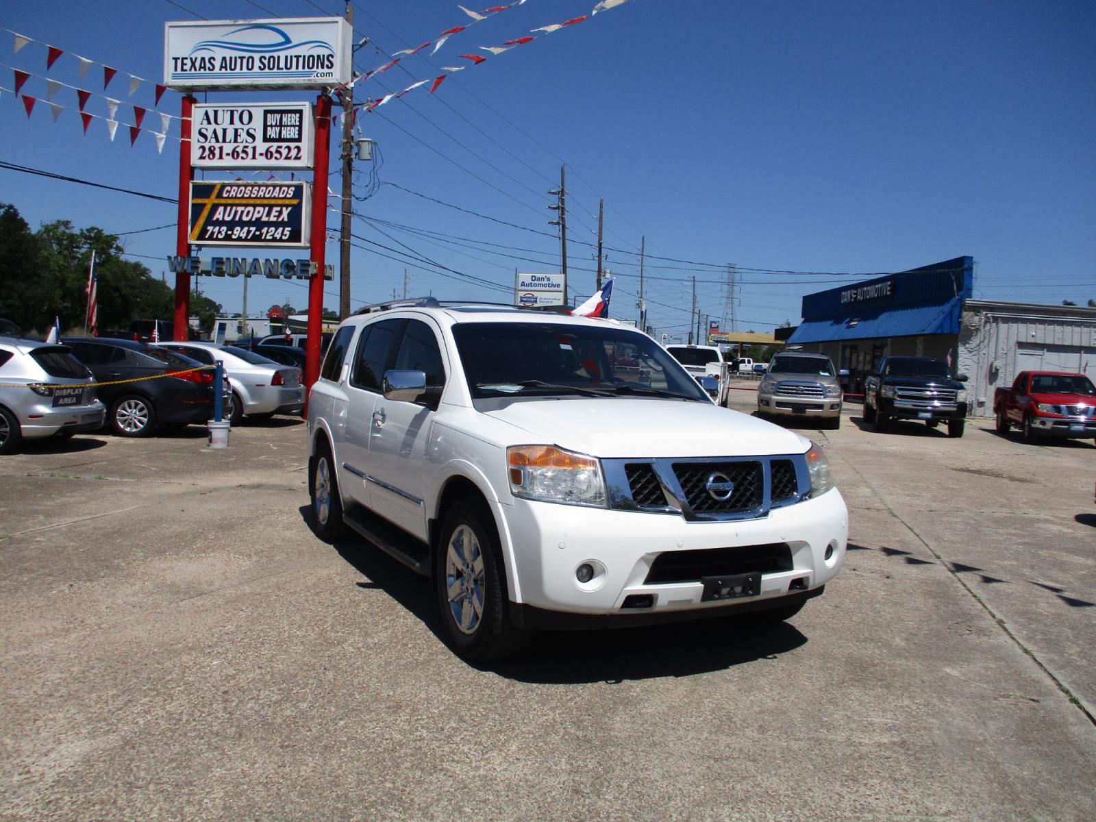 2010 WHITE NISSAN ARMADA SE 2WD (5N1BA0ND2AN) with an 5.6L V8 DOHC 32V FFV engine, 5-SPEED AUTOMATIC transmission, located at 19224 Kuykendahl Rd, Spring, TX, 77379, (713) 947-1245, 30.049259, -95.491402 - LOOK!! NEW ARRIVAL NISSAN ARMADA, THIS ARMADA HAS GONE THROUGH CROSSROADS AUTOPLEX MULTI-POINT INSPECTION AND READY FOR DELIVERY. THIS VEHICLE IS EQUIPPED WITH 3RD SEATING FOR THE WHOLE FAMILY. POWER WINDOWS AND LOCKS, TILT, GREAT SOUND SYSTEM, LEATHER INTERIOR. MOTOR AND TRANSMISSION RUNS GREAT AND - Photo #0