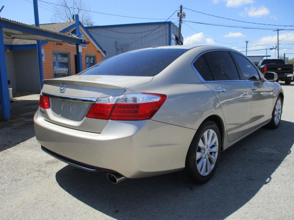2013 GOLD /BEIGE Honda Accord EX-L Sedan CVT (1HGCR2F8XDA) with an 2.4L L4 DOHC 16V engine, Continuously Variable Transmission transmission, located at 310 Spencer Hwy, South Houston, TX, 77587, (713) 947-1245, 29.664383, -95.228897 - This Honda Accord is a great example of leading-edge combination of killer looks, next-big-thing technology and huge driving fun. The accord embodies our safety for everyone philosophy. Bottom line is it is clean with a lot of options, it's safe with our 24-point multi-inspection by our ASE Certifie - Photo #2