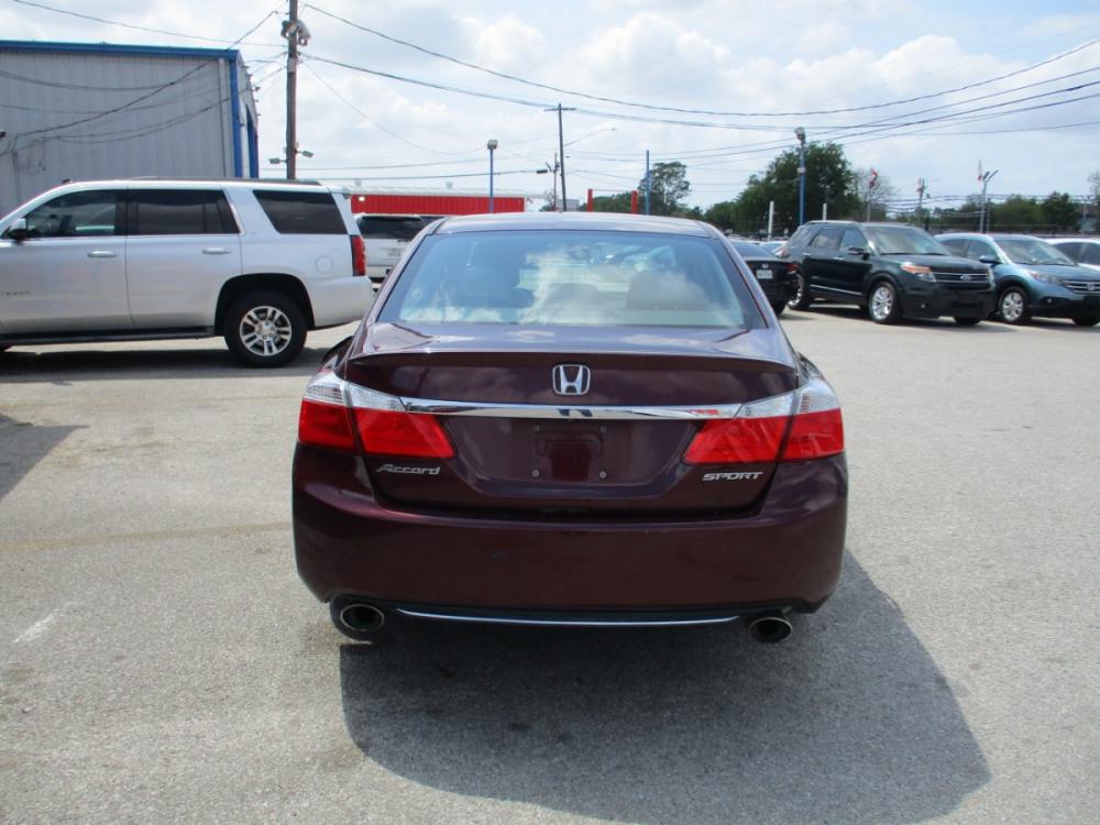 2015 MAROON HONDA ACCORD Sport Sedan CVT (1HGCR2F53FA) with an 2.4L L4 DOHC 16V engine, CVT transmission, located at 310 Spencer Hwy, South Houston, TX, 77587, (713) 947-1245, 29.664383, -95.228897 - This Honda Accord is a great example of leading-edge combination of killer looks, next-big-thing technology and huge driving fun. Accord embodies our safety for everyone philosophy. Bottom line is it is clean with a lot of options, it's safe with our 24-point multi-inspection by our ASE Certified t - Photo #3