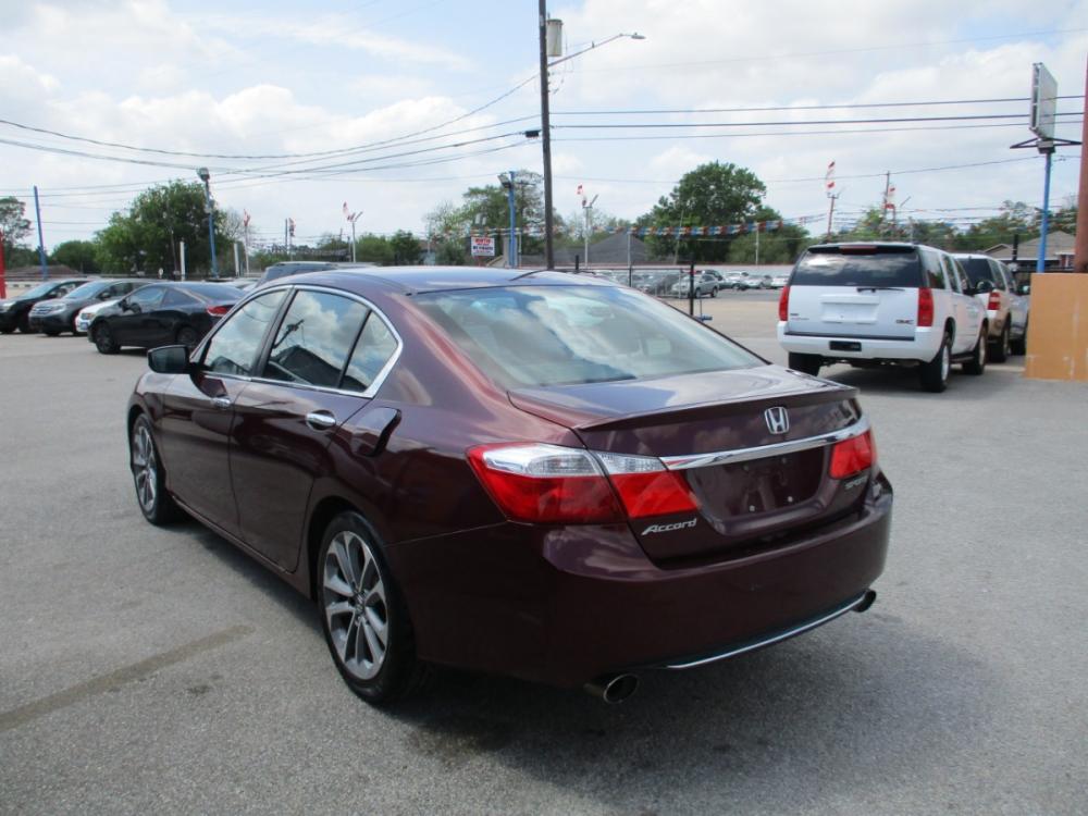 2015 MAROON HONDA ACCORD Sport Sedan CVT (1HGCR2F53FA) with an 2.4L L4 DOHC 16V engine, CVT transmission, located at 310 Spencer Hwy, South Houston, TX, 77587, (713) 947-1245, 29.664383, -95.228897 - This Honda Accord is a great example of leading-edge combination of killer looks, next-big-thing technology and huge driving fun. Accord embodies our safety for everyone philosophy. Bottom line is it is clean with a lot of options, it's safe with our 24-point multi-inspection by our ASE Certified t - Photo #4