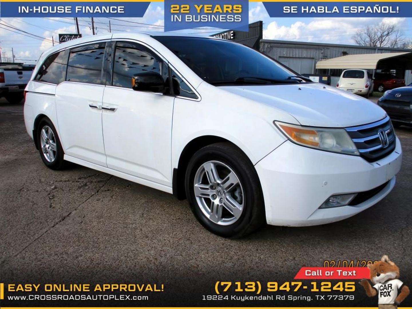 2011 WHITE /GRAY HONDA ODYSSEY Touring (5FNRL5H90BB) with an 3.5L V6 SOHC 24V engine, 5-SPEED AUTOMATIC transmission, located at 19224 Kuykendahl Rd, Spring, TX, 77379, (713) 947-1245, 30.049259, -95.491402 - used car loans/financing to South Houston TX, Pasadena TX, Galena Park TX, Jacinto City TX, Deer Park TX, Pearland TX, Cloverleaf TX, Friendswood TX, Houston TX, Channelview TX, Webster TX, West University Place TX, La Porte TX, League City TX, The Woodlands TX, Cypress TX, Spring TX Bellaire TX & S - Photo#9