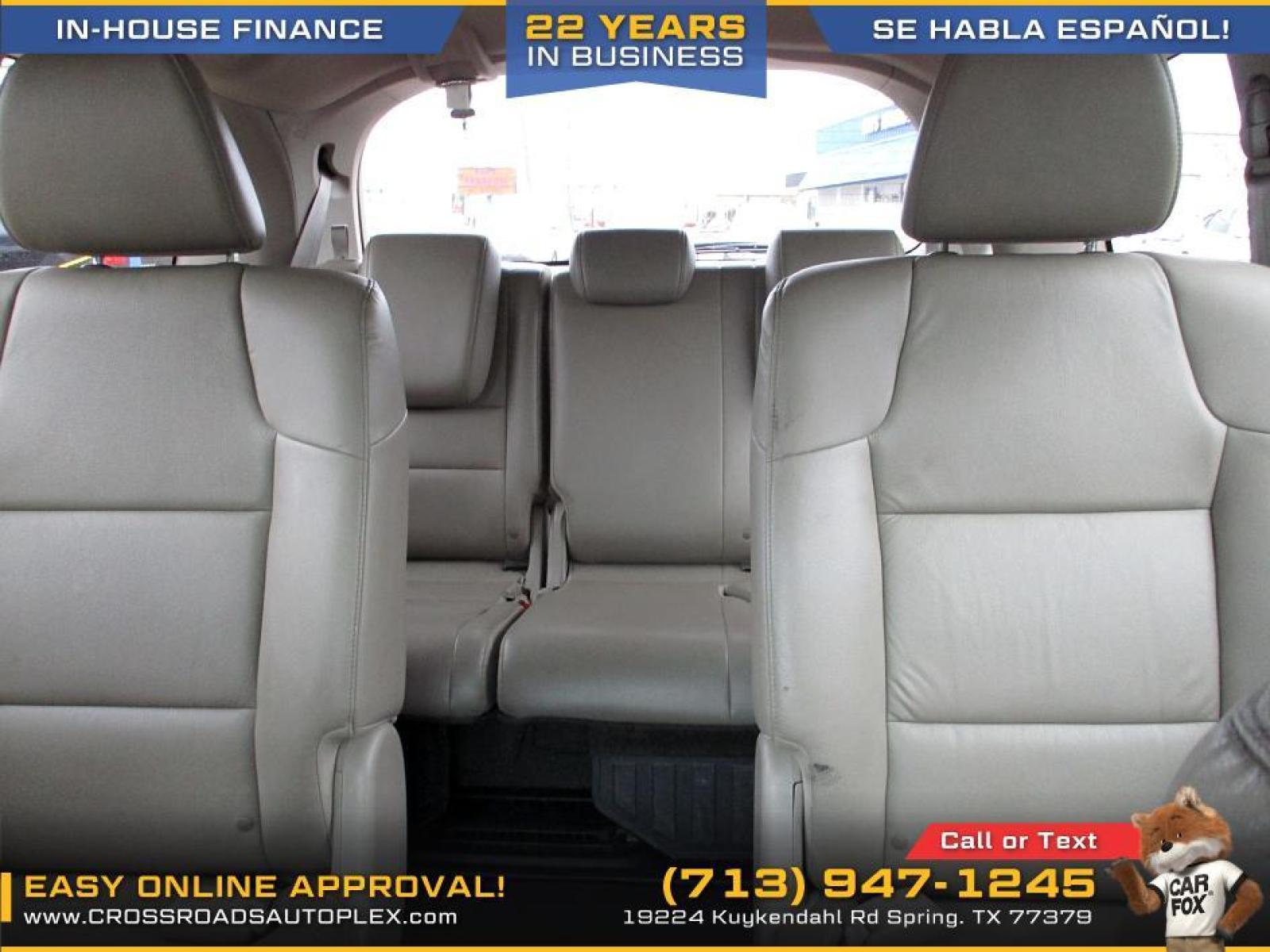 2011 WHITE /GRAY HONDA ODYSSEY Touring (5FNRL5H90BB) with an 3.5L V6 SOHC 24V engine, 5-SPEED AUTOMATIC transmission, located at 19224 Kuykendahl Rd, Spring, TX, 77379, (713) 947-1245, 30.049259, -95.491402 - used car loans/financing to South Houston TX, Pasadena TX, Galena Park TX, Jacinto City TX, Deer Park TX, Pearland TX, Cloverleaf TX, Friendswood TX, Houston TX, Channelview TX, Webster TX, West University Place TX, La Porte TX, League City TX, The Woodlands TX, Cypress TX, Spring TX Bellaire TX & S - Photo #39