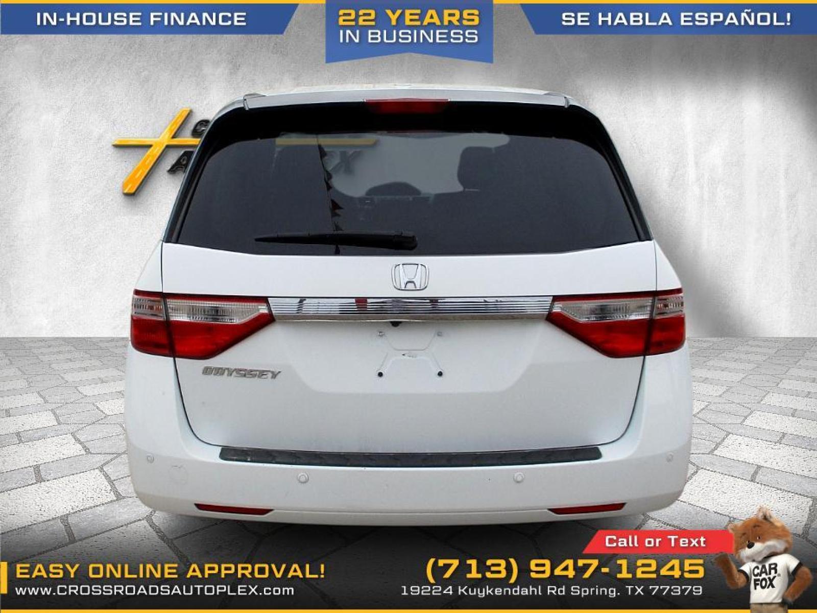 2011 WHITE /GRAY HONDA ODYSSEY Touring (5FNRL5H90BB) with an 3.5L V6 SOHC 24V engine, 5-SPEED AUTOMATIC transmission, located at 19224 Kuykendahl Rd, Spring, TX, 77379, (713) 947-1245, 30.049259, -95.491402 - used car loans/financing to South Houston TX, Pasadena TX, Galena Park TX, Jacinto City TX, Deer Park TX, Pearland TX, Cloverleaf TX, Friendswood TX, Houston TX, Channelview TX, Webster TX, West University Place TX, La Porte TX, League City TX, The Woodlands TX, Cypress TX, Spring TX Bellaire TX & S - Photo #24