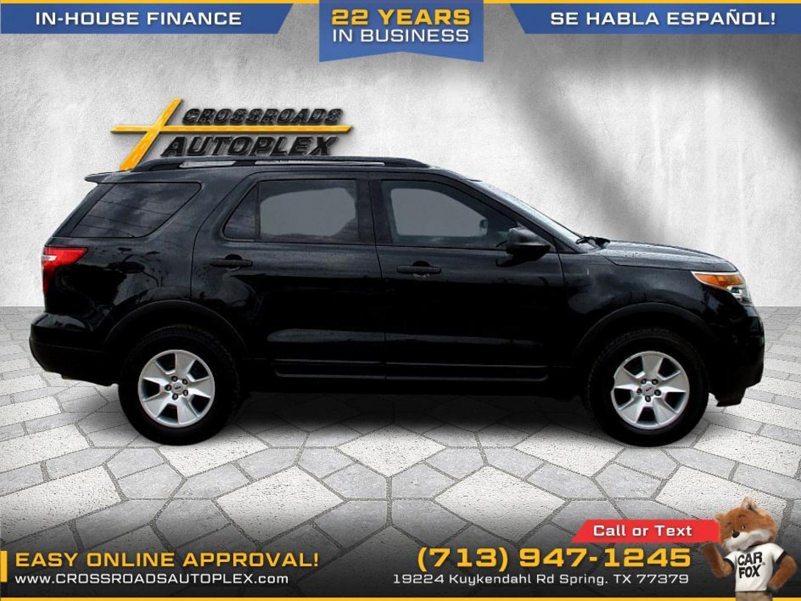 2014 BLACK FORD EXPLORER Base FWD (1FM5K7B81EG) with an 3.5L V6 DOHC 24V engine, 6-SPEED AUTOMATIC transmission, located at 19224 Kuykendahl Rd, Spring, TX, 77379, (713) 947-1245, 30.049259, -95.491402 - Built to encourage your family's adventurous nature, this EXPLRER features bold looks and seating to 7 ESCAPE. Has all available power options and is a tight smooth ride with like new tires. We offer in house financing in addition to a variety of finance options to cater to your specific needs. Our - Photo #1