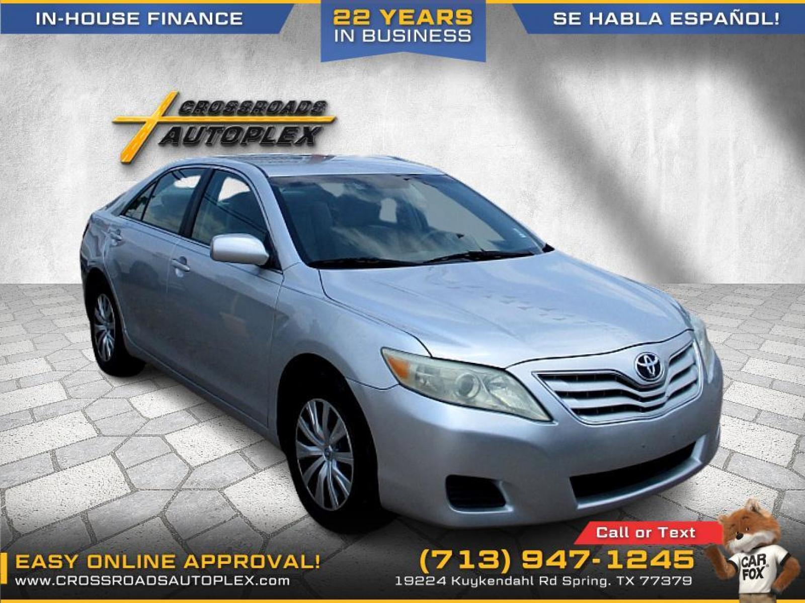 2010 SILVER TOYOTA CAMRY LE 6-Spd AT (4T1BF3EK3AU) with an 2.5L L4 DOHC 16V engine, 6-SPEED AUTOMATIC transmission, located at 19224 Kuykendahl Rd, Spring, TX, 77379, (713) 947-1245, 30.049259, -95.491402 - We offer in house financing in addition to a variety of finance options to cater to your specific needs. Our friendly sales professionals are standing by, ready to help you drive out today. Come see the difference here at Crossroads Autoplex, where we treat everyone like family. Call today at 713-94 - Photo #0