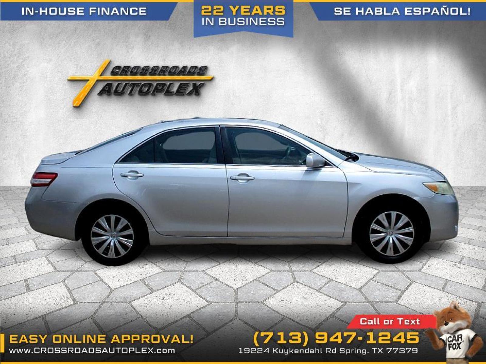 2010 SILVER TOYOTA CAMRY LE 6-Spd AT (4T1BF3EK3AU) with an 2.5L L4 DOHC 16V engine, 6-SPEED AUTOMATIC transmission, located at 19224 Kuykendahl Rd, Spring, TX, 77379, (713) 947-1245, 30.049259, -95.491402 - We offer in house financing in addition to a variety of finance options to cater to your specific needs. Our friendly sales professionals are standing by, ready to help you drive out today. Come see the difference here at Crossroads Autoplex, where we treat everyone like family. Call today at 713-94 - Photo #1
