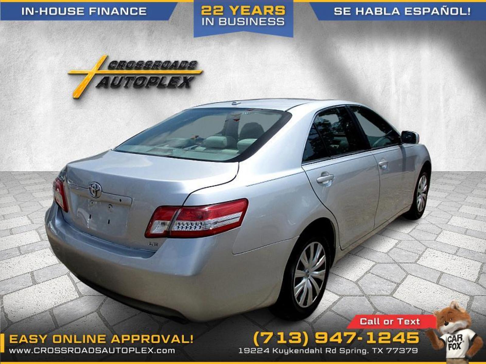 2010 SILVER TOYOTA CAMRY LE 6-Spd AT (4T1BF3EK3AU) with an 2.5L L4 DOHC 16V engine, 6-SPEED AUTOMATIC transmission, located at 19224 Kuykendahl Rd, Spring, TX, 77379, (713) 947-1245, 30.049259, -95.491402 - We offer in house financing in addition to a variety of finance options to cater to your specific needs. Our friendly sales professionals are standing by, ready to help you drive out today. Come see the difference here at Crossroads Autoplex, where we treat everyone like family. Call today at 713-94 - Photo #2