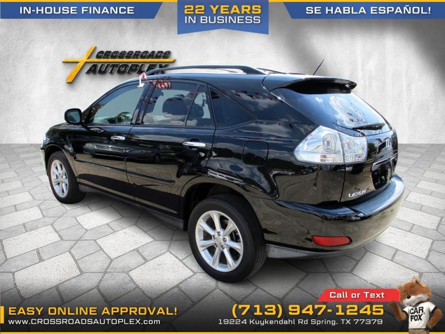 2009 BLACK LEXUS RX 350 FWD (2T2GK31U29C) with an 3.5L V6 DOHC 24V engine, 5-SPEED AUTOMATIC transmission, located at 19224 Kuykendahl Rd, Spring, TX, 77379, (713) 947-1245, 30.049259, -95.491402 - We offer in house financing in addition to a variety of finance options to cater to your specific needs. Our friendly sales professionals are standing by, ready to help you drive out today. Come see the difference here at Crossroads Autoplex, where we treat everyone like family. Call today at 713-94 - Photo#2