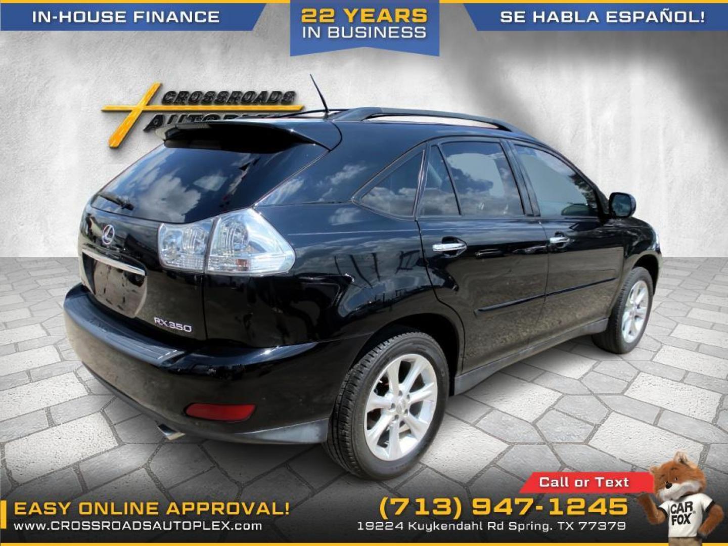 2009 BLACK LEXUS RX 350 FWD (2T2GK31U29C) with an 3.5L V6 DOHC 24V engine, 5-SPEED AUTOMATIC transmission, located at 19224 Kuykendahl Rd, Spring, TX, 77379, (713) 947-1245, 30.049259, -95.491402 - We offer in house financing in addition to a variety of finance options to cater to your specific needs. Our friendly sales professionals are standing by, ready to help you drive out today. Come see the difference here at Crossroads Autoplex, where we treat everyone like family. Call today at 713-94 - Photo#4