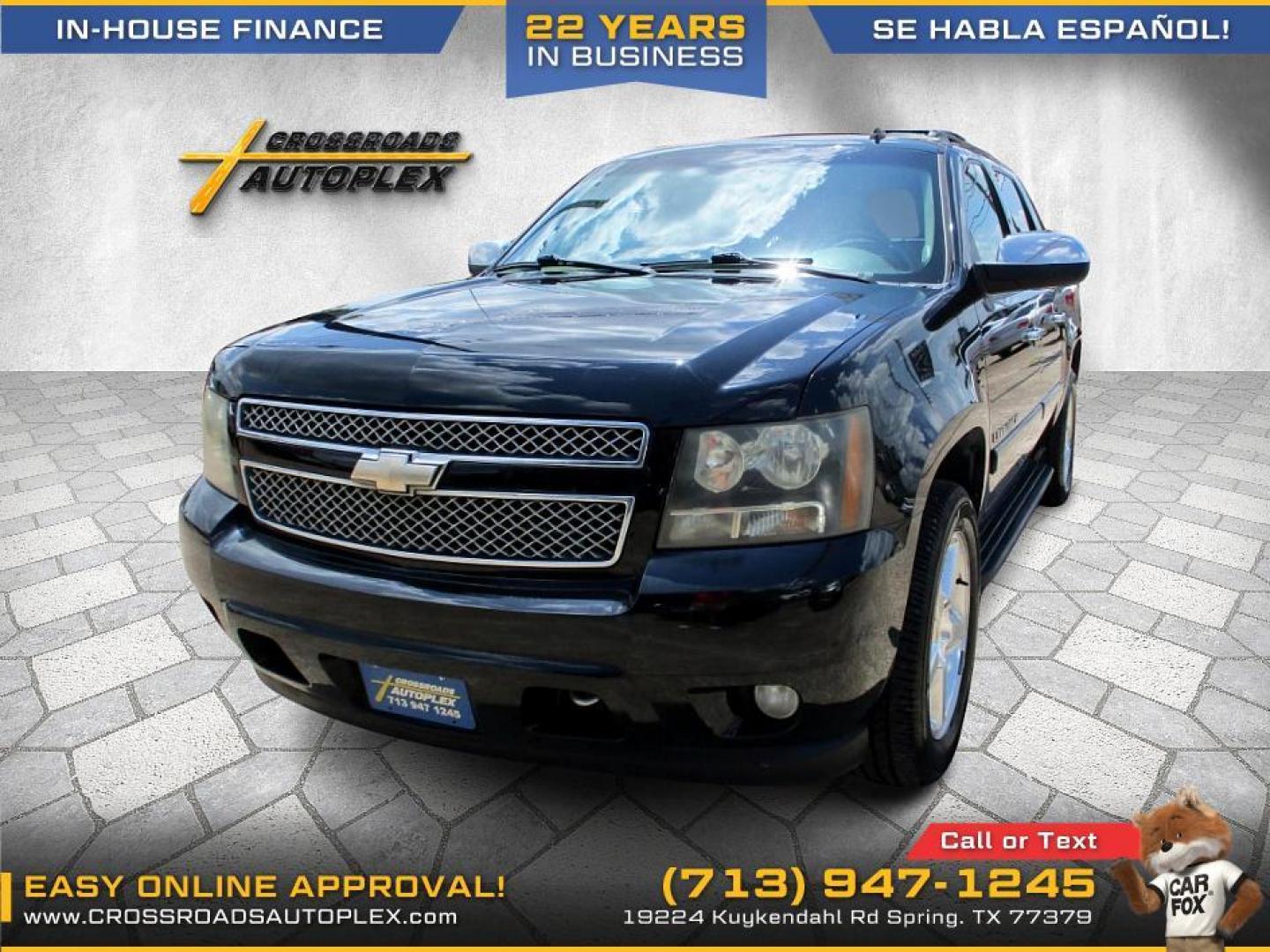 2008 BLACK CHEVROLET AVALANCHE LT1 2WD (3GNEC12008G) with an 5.3L V8 OHV 16V FFV engine, 4-SPEED AUTOMATIC transmission, located at 19224 Kuykendahl Rd, Spring, TX, 77379, (713) 947-1245, 30.049259, -95.491402 - 2008 CHEVROLET AVALANCHE ONCE THE 2002 TRUCK OF THE YEAR!! THIS TRUCK HAS MANY NEW FEATURES IN THIS YEAR MODEL. THIS TRUCK HAS MORE POWER THEN IT EVER HAS WITH A 6 SPEED AUTOMATIC TRANSMISSION AND 5.3L WITH A V8 ENGINE. THIS TRUCK HAS THE FLEX FUEL AS WELL. THIS AVALANCHE HAS INTERIOR NO CUTS OR STA - Photo#0