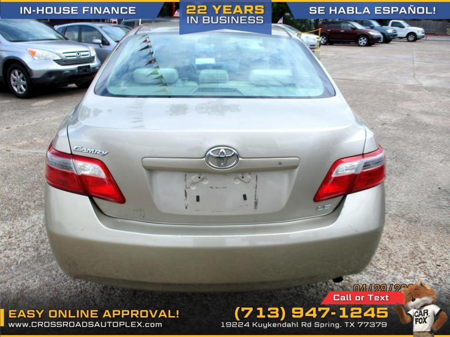 2007 GOLD /TAN TOYOTA CAMRY CE 5-Spd AT (4T1BE46K37U) with an 2.4L L4 DOHC 16V engine, 5-SPEED AUTOMATIC transmission, located at 19224 Kuykendahl Rd, Spring, TX, 77379, (713) 947-1245, 30.049259, -95.491402 - Photo#3