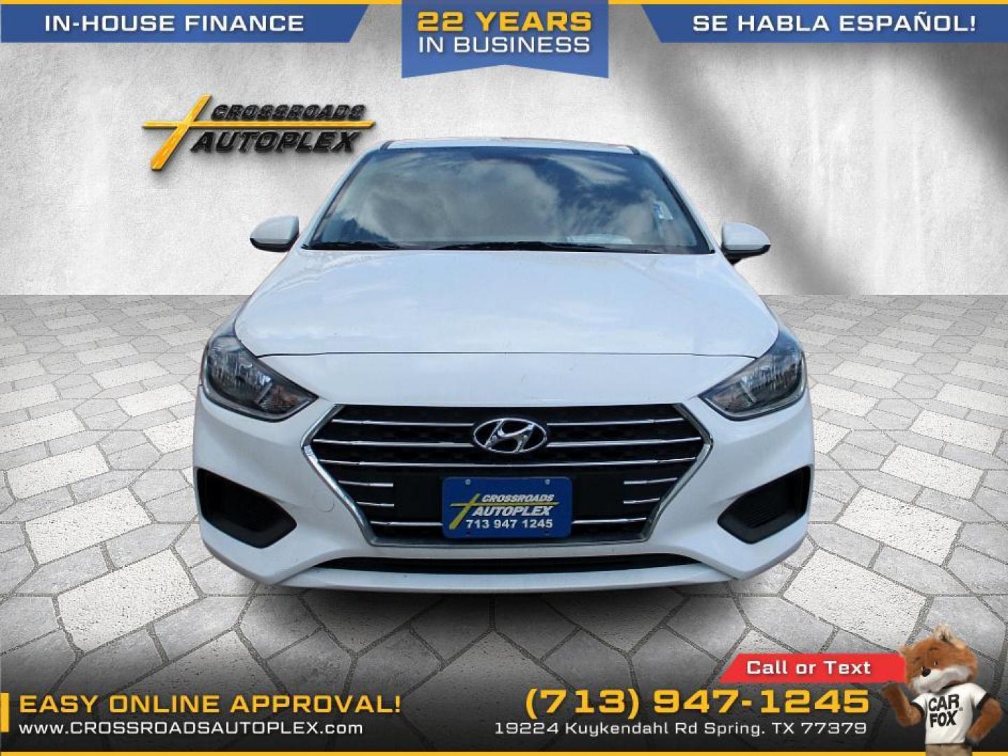 2022 WHITE /GRAY HYUNDAI ACCENT SEL 4-Door 6A (3KPC24A66NE) with an 1.6L L4 DOHC 16V engine, 6-SPEED AUTOMATIC transmission, located at 19224 Kuykendahl Rd, Spring, TX, 77379, (713) 947-1245, 30.049259, -95.491402 - NEW ARRIVAL, CALL US FOR FINANCING OPTIONS - Photo#0
