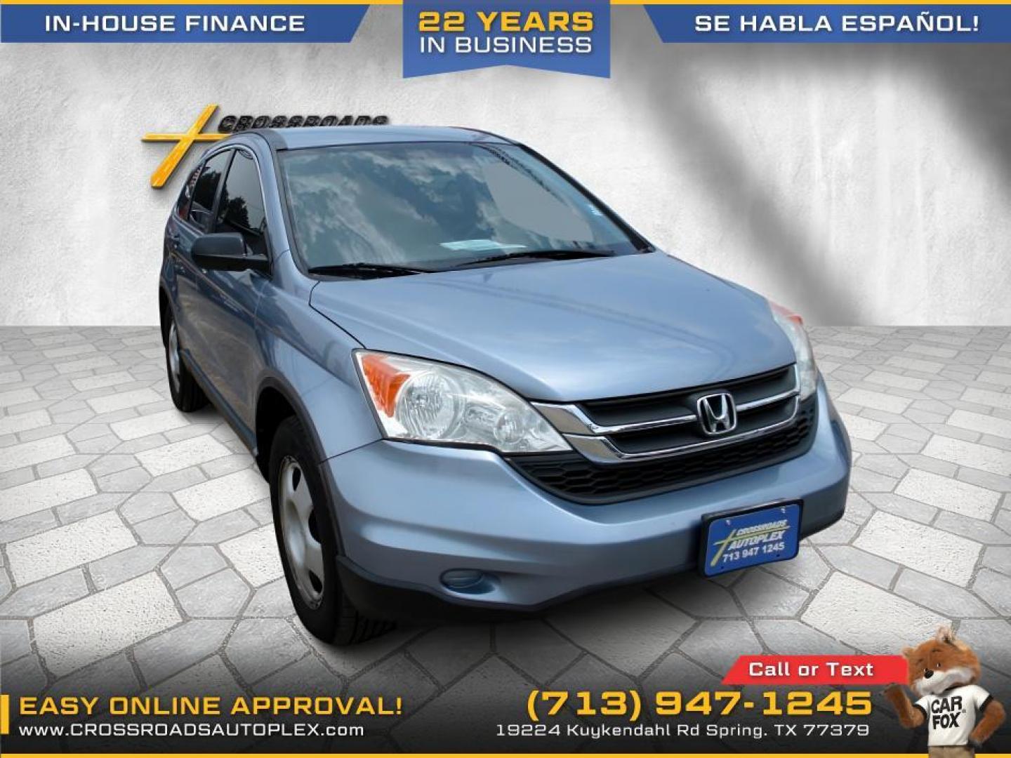 2011 SILVER /BLUE HONDA CR-V LX 2WD 5-Speed AT (3CZRE3H3XBG) with an 2.4L L4 DOHC 16V engine, 5-SPEED AUTOMATIC transmission, located at 19224 Kuykendahl Rd, Spring, TX, 77379, (713) 947-1245, 30.049259, -95.491402 - Photo#0