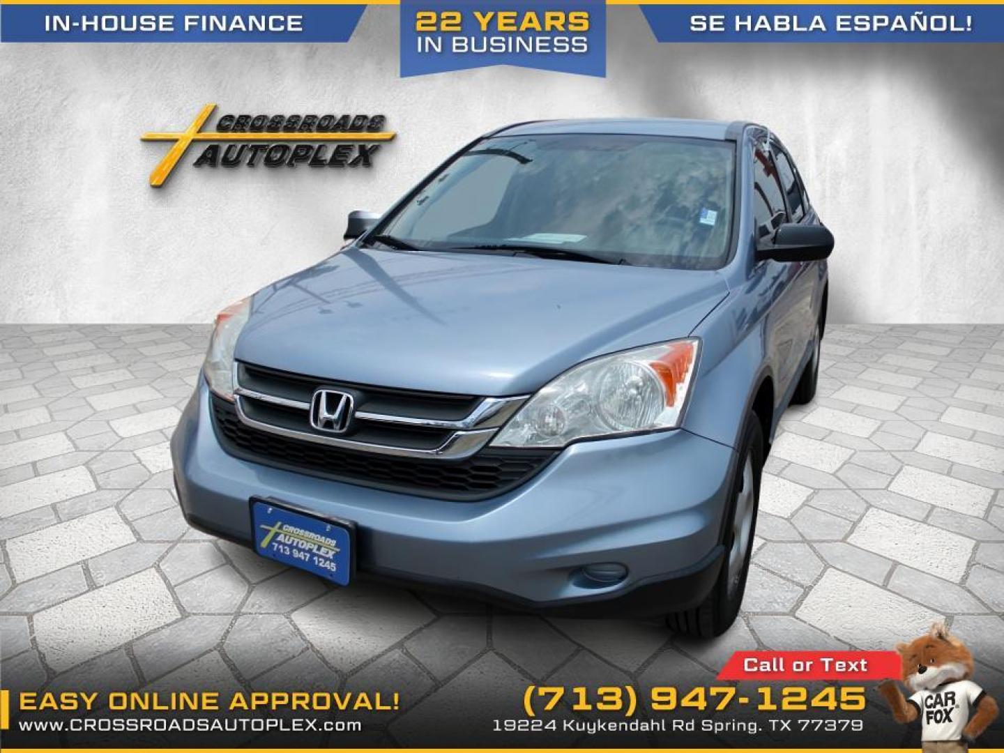 2011 SILVER /BLUE HONDA CR-V LX 2WD 5-Speed AT (3CZRE3H3XBG) with an 2.4L L4 DOHC 16V engine, 5-SPEED AUTOMATIC transmission, located at 19224 Kuykendahl Rd, Spring, TX, 77379, (713) 947-1245, 30.049259, -95.491402 - Photo#1