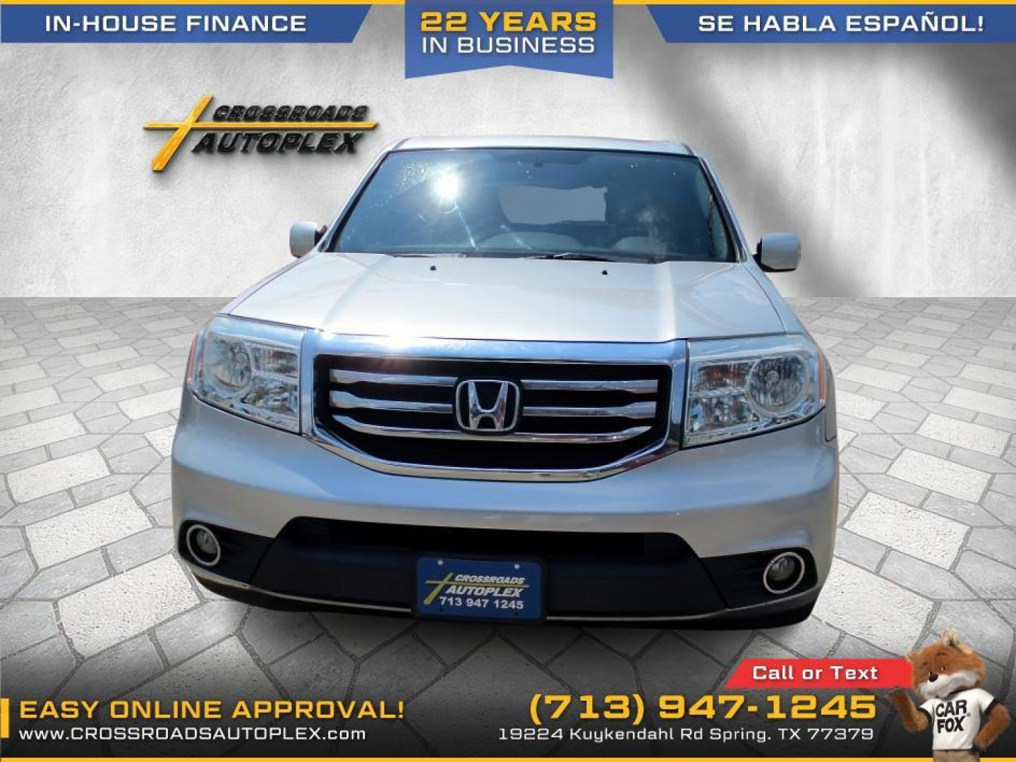 2014 SILVER /BLACK HONDA PILOT EX-L 2WD 5-Spd AT (5FNYF3H52EB) with an 3.5L V6 SOHC 24V engine, 5-SPEED AUTOMATIC transmission, located at 19224 Kuykendahl Rd, Spring, TX, 77379, (713) 947-1245, 30.049259, -95.491402 - CALL US AT 713-947-1245 - Photo#0