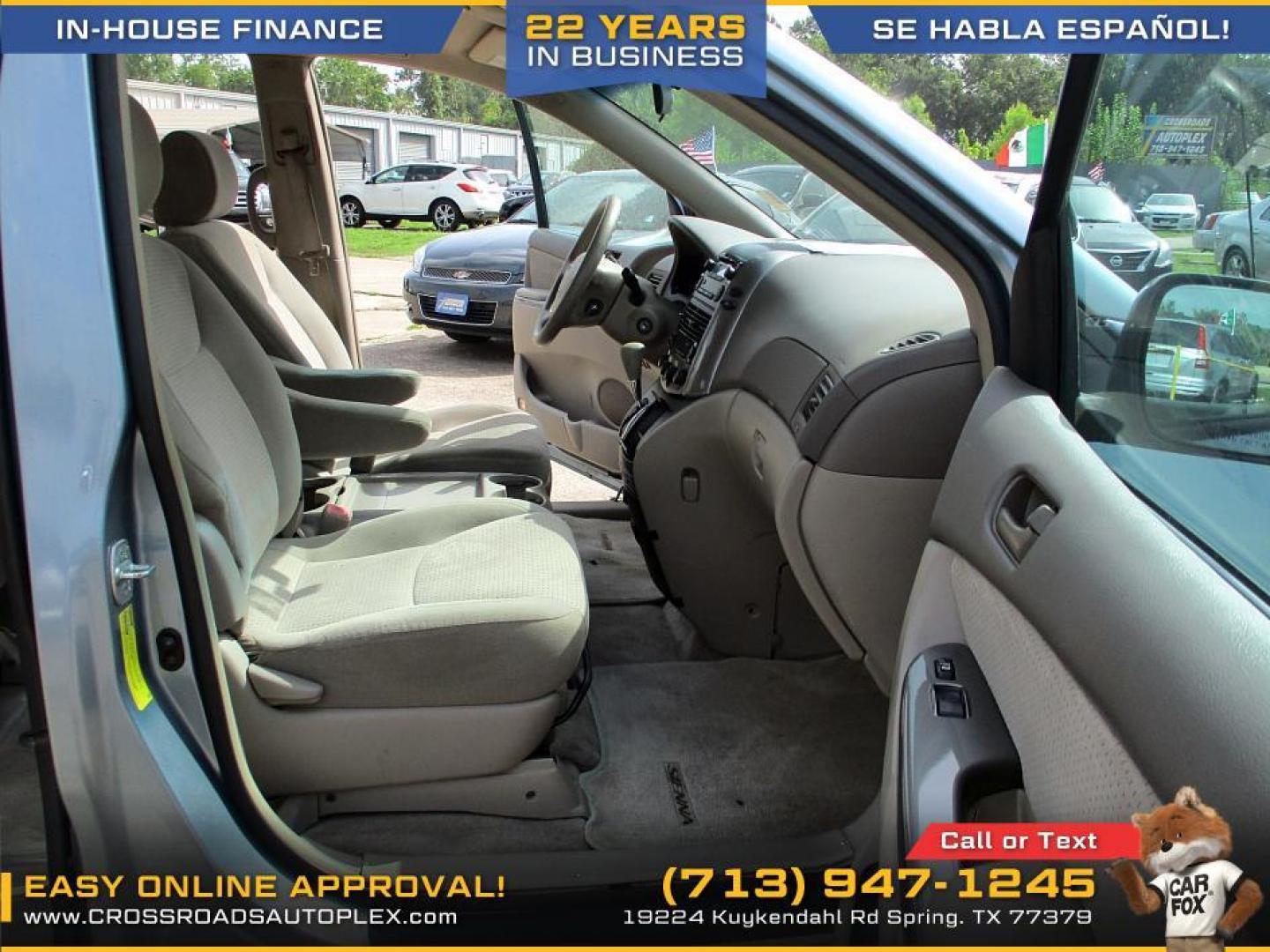 2007 BLUE /GRAY TOYOTA SIENNA CE FWD 7-Passenger (5TDZK23C57S) with an 3.5L V6 EFI DOHC 24V engine, 5-SPEED AUTOMATIC transmission, located at 19224 Kuykendahl Rd, Spring, TX, 77379, (713) 947-1245, 30.049259, -95.491402 - WE IN HOUSE FINANCE, CALL US AT 713-947-1245 - Photo#11