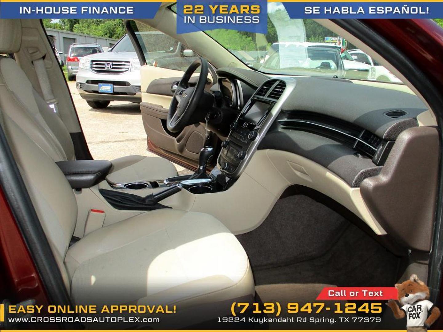 2015 MAROON /BLACK CHEVROLET MALIBU 1LT (1G11C5SL6FF) with an 2.5L L4 DOHC 16V engine, 6-SPEED AUTOMATIC transmission, located at 19224 Kuykendahl Rd, Spring, TX, 77379, (713) 947-1245, 30.049259, -95.491402 - WE IN HOUSE FINANCE, CALL US AT 713-947-1245 - Photo#11