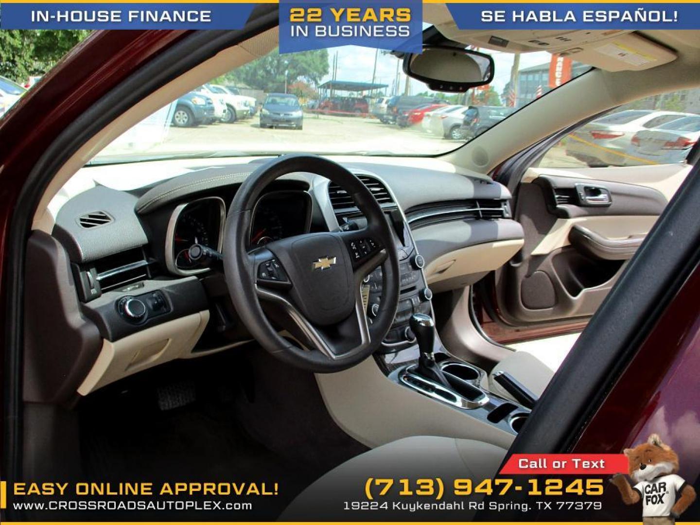 2015 MAROON /BLACK CHEVROLET MALIBU 1LT (1G11C5SL6FF) with an 2.5L L4 DOHC 16V engine, 6-SPEED AUTOMATIC transmission, located at 19224 Kuykendahl Rd, Spring, TX, 77379, (713) 947-1245, 30.049259, -95.491402 - WE IN HOUSE FINANCE, CALL US AT 713-947-1245 - Photo#6