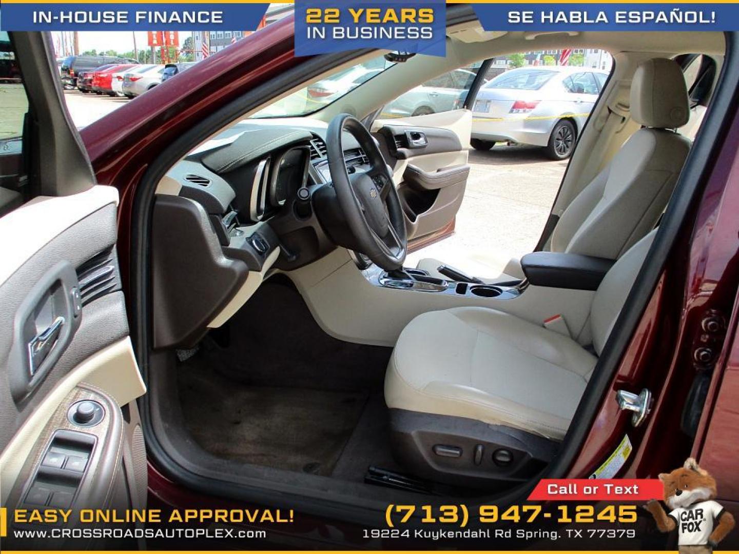 2015 MAROON /BLACK CHEVROLET MALIBU 1LT (1G11C5SL6FF) with an 2.5L L4 DOHC 16V engine, 6-SPEED AUTOMATIC transmission, located at 19224 Kuykendahl Rd, Spring, TX, 77379, (713) 947-1245, 30.049259, -95.491402 - WE IN HOUSE FINANCE, CALL US AT 713-947-1245 - Photo#7