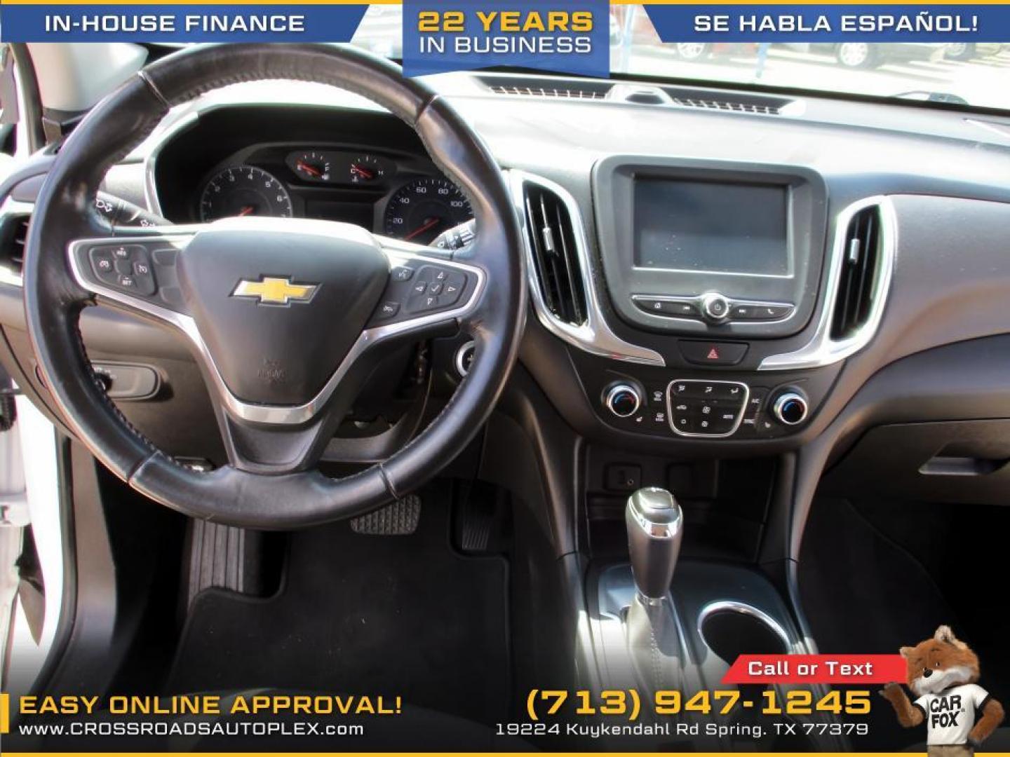 2018 WHITE /BLACK CHEVROLET EQUINOX LT 2WD (2GNAXJEV7J6) with an 1.5L L4 DIR DOHC 16V TURBO engine, 6-SPEED AUTOMATIC transmission, located at 19224 Kuykendahl Rd, Spring, TX, 77379, (713) 947-1245, 30.049259, -95.491402 - WE IN HOUSE FINANCE, CALL US AT 713.947.1245 - Photo#9
