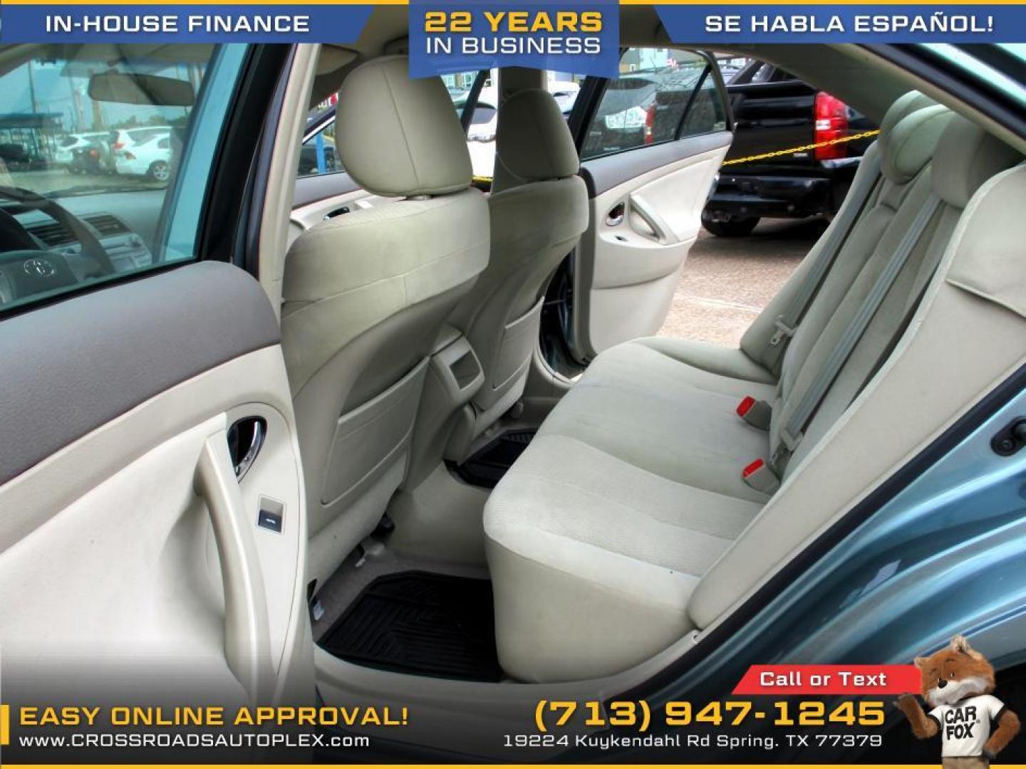 2011 GREEN /TAN TOYOTA CAMRY SE 6-Spd MT (4T1BF3EK6BU) with an 2.5L L4 DOHC 16V engine, 6-SPEED MANUAL transmission, located at 19224 Kuykendahl Rd, Spring, TX, 77379, (713) 947-1245, 30.049259, -95.491402 - Come check us out today! Crossroads Autoplex is a family run dealership that has strived on the same street since 1999! We are here to offer you quality vehicles at a very reasonable price. Here at Crossroads we understand that not everyone has perfect credit and things in life can happen. We offer - Photo#11