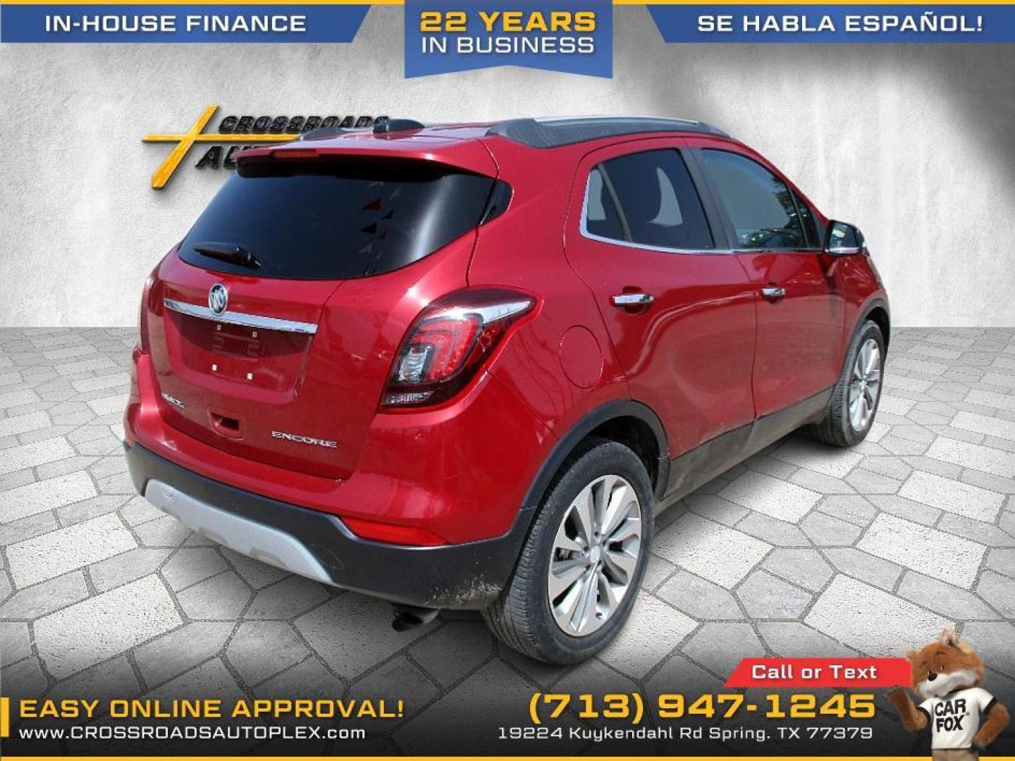 2018 RED /TAN BUICK ENCORE Preferred FWD (KL4CJASB5JB) with an 1.4L L4 DOHC 16V TURBO engine, 6-SPEED AUTOMATIC transmission, located at 19224 Kuykendahl Rd, Spring, TX, 77379, (713) 947-1245, 30.049259, -95.491402 - WE IN HOUSE FINANCE, CALL US AT 713-947-1245 - Photo#3