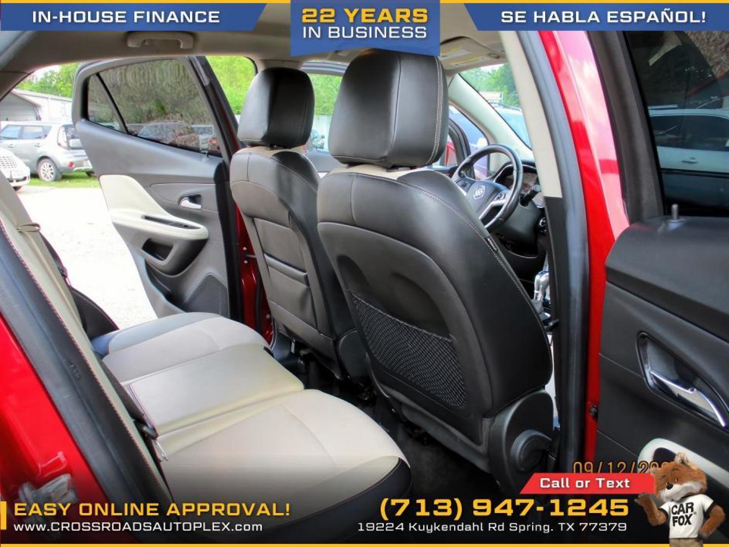 2018 RED /TAN BUICK ENCORE Preferred FWD (KL4CJASB5JB) with an 1.4L L4 DOHC 16V TURBO engine, 6-SPEED AUTOMATIC transmission, located at 19224 Kuykendahl Rd, Spring, TX, 77379, (713) 947-1245, 30.049259, -95.491402 - WE IN HOUSE FINANCE, CALL US AT 713-947-1245 - Photo#11