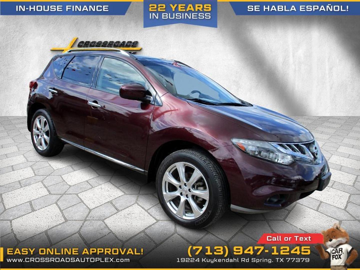 2014 MAROON /TAN NISSAN MURANO S (JN8AZ1MU1EW) with an 3.5L V6 DOHC 24V engine, CVT transmission, located at 19224 Kuykendahl Rd, Spring, TX, 77379, (713) 947-1245, 30.049259, -95.491402 - This 2014 Murano leads with innovation. It follows through with devotion to the smallest detail. An unmistakable exterior draws you in. The interior creates a very personal environment. 265 hp, an intelligent (Continuously Variable Transmission) and Intuitive ALL-Wheel Drive give refined, confident - Photo#5