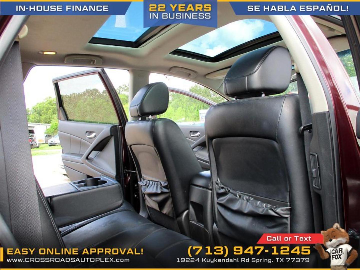 2014 MAROON /TAN NISSAN MURANO S (JN8AZ1MU1EW) with an 3.5L V6 DOHC 24V engine, CVT transmission, located at 19224 Kuykendahl Rd, Spring, TX, 77379, (713) 947-1245, 30.049259, -95.491402 - This 2014 Murano leads with innovation. It follows through with devotion to the smallest detail. An unmistakable exterior draws you in. The interior creates a very personal environment. 265 hp, an intelligent (Continuously Variable Transmission) and Intuitive ALL-Wheel Drive give refined, confident - Photo#11