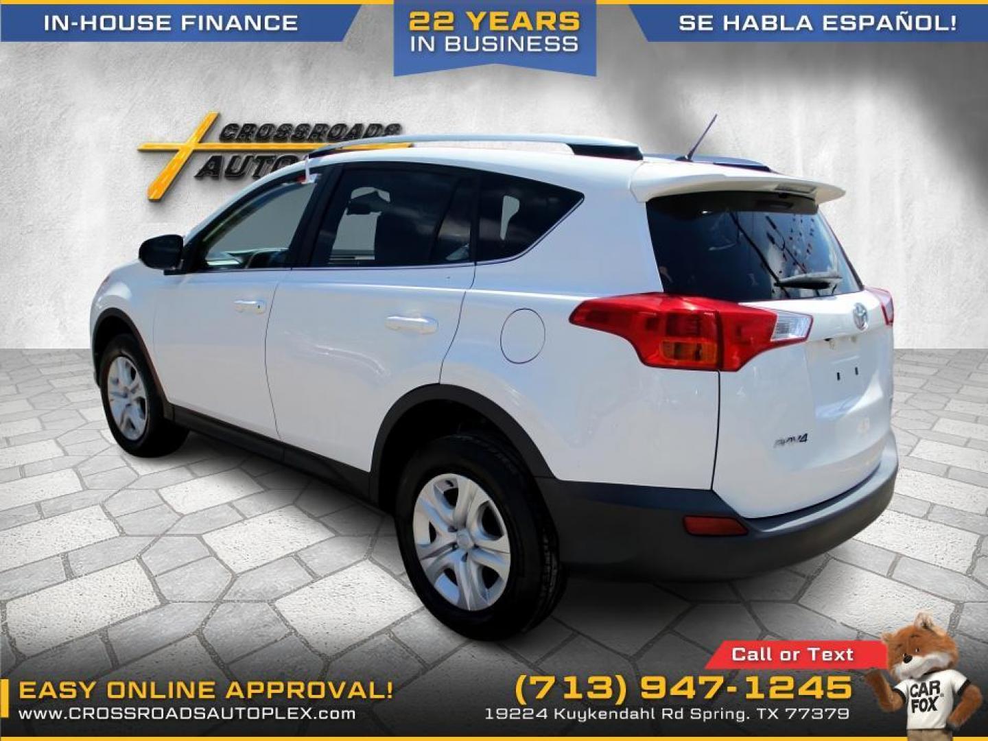 2014 WHITE /GRAY TOYOTA RAV4 LE FWD (JTMZFREV2EJ) with an 2.5L L4 DOHC 16V engine, 6-SPEED AUTOMATIC transmission, located at 19224 Kuykendahl Rd, Spring, TX, 77379, (713) 947-1245, 30.049259, -95.491402 - Photo#2