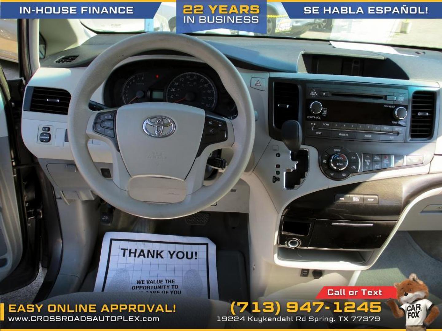 2014 SILVER /GRAY TOYOTA SIENNA LE FWD 8-Passenger V6 (5TDKK3DC5ES) with an 3.5L V6 EFI DOHC 24V engine, 5-SPEED AUTOMATIC transmission, located at 19224 Kuykendahl Rd, Spring, TX, 77379, (713) 947-1245, 30.049259, -95.491402 - Photo#9