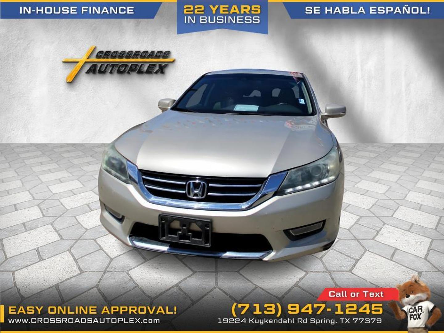 2013 TAN /BEIGE HONDA ACCORD EX-L V6 Sedan AT (1HGCR3F89DA) with an 3.5L V6 SOHC 24V engine, 6-SPEED AUTOMATIC transmission, located at 19224 Kuykendahl Rd, Spring, TX, 77379, (713) 947-1245, 30.049259, -95.491402 - Photo#0
