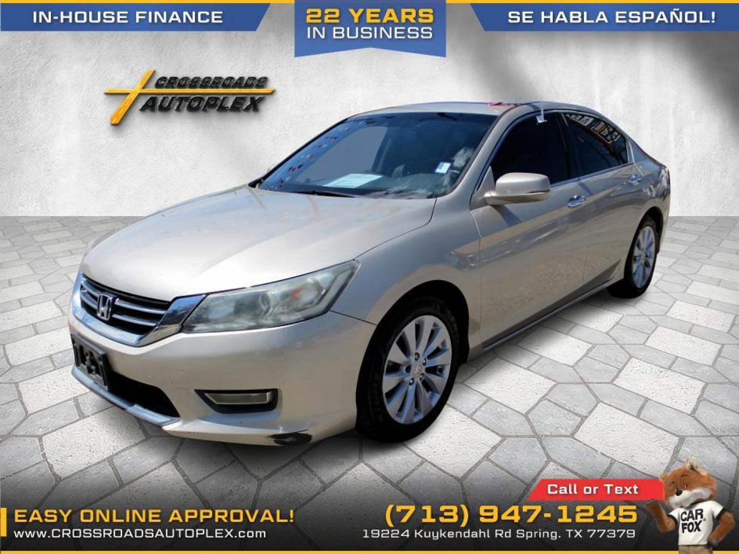 2013 TAN /BEIGE HONDA ACCORD EX-L V6 Sedan AT (1HGCR3F89DA) with an 3.5L V6 SOHC 24V engine, 6-SPEED AUTOMATIC transmission, located at 19224 Kuykendahl Rd, Spring, TX, 77379, (713) 947-1245, 30.049259, -95.491402 - Photo#1